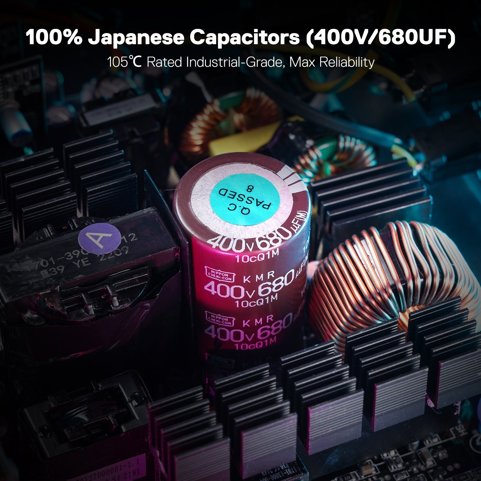 Redragon PSU007 80+ Gold 850 Watt ATX Bekalan Kuasa Modular Sepenuhnya dengan 80 Plus Gold Certified, Saiz Padat 160mm dan Kipas RGB Bunyi Rendah 0 RPM, 100% Kapasitor Jepun, Kabel Modular Penuh, Putih