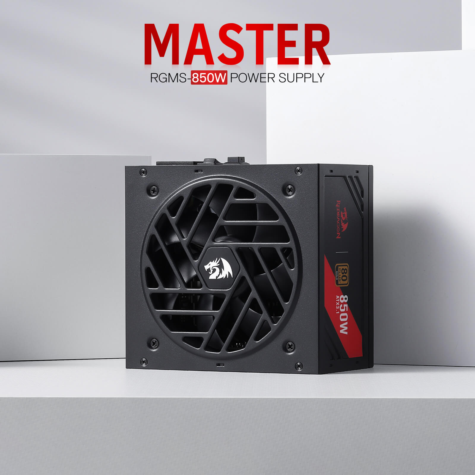 Redragon RGPS-850W PRO 80+ Gold 850 Watt Power Supply w/Upgraded ATX 3.1 & PCIe 5.1 Fully Modular, Compact 160mm Size, Smart ECO Low Noise Fan, 100% Japanese Capacitors, Full Mod Cables, black| show