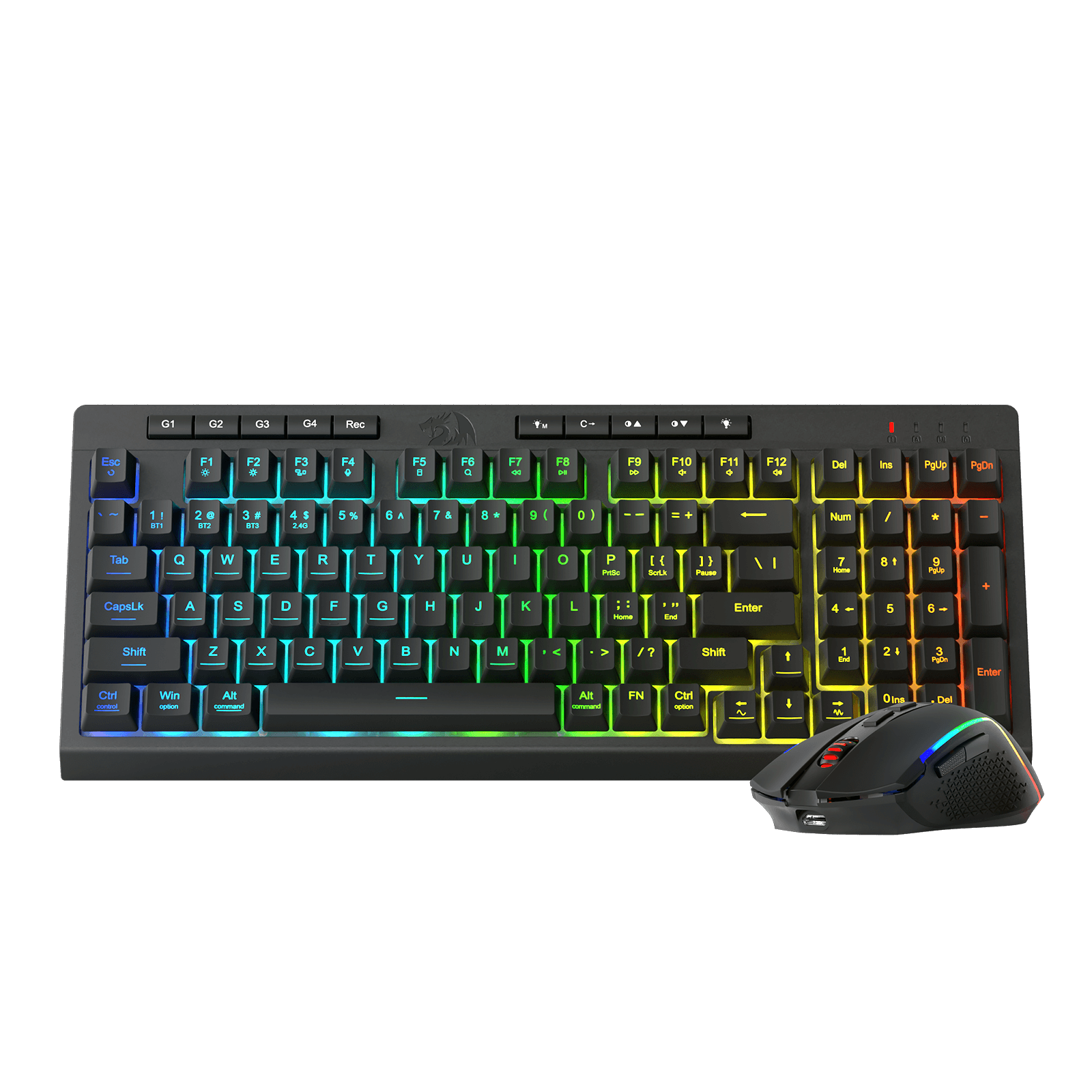 Redragon S142 Wireless Gaming Keyboard & Mouse Combo, 98 Keys K515 PRO Wireless RGB Membrane Keyboard and 4800 DPI Wireless M693 PRO Gaming Mouse Bundle
