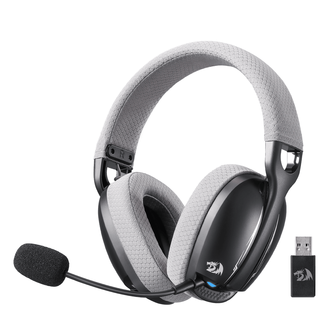Redragon H878 3-Mode Wireless Blue LED Gaming Headset, Lightweight, 7.1 Surround Sound, 40MM Drivers, Detachable Microphone, Multi Platforms for PC, PS5/4/3, Switch, Mobile