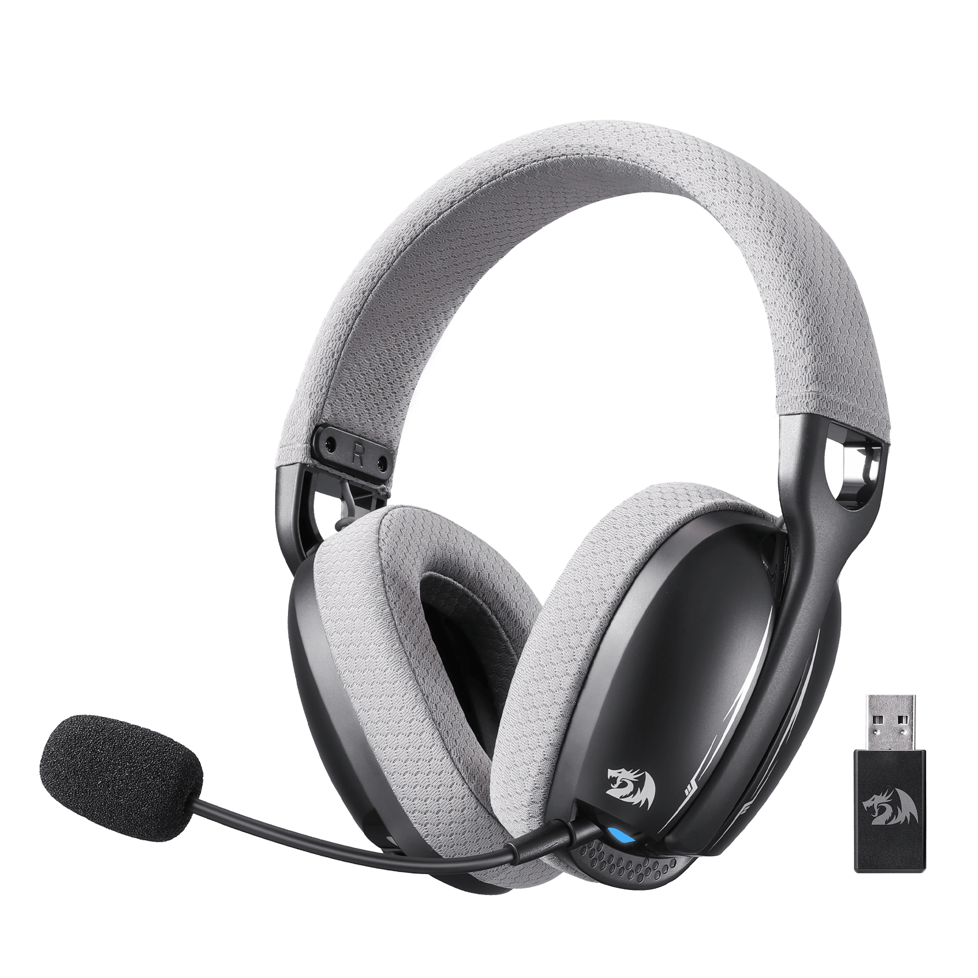 Redragon H878 3-Mode Wireless Blue LED Gaming Headset, Lightweight, 7.1 Surround Sound, 40MM Drivers, Detachable Microphone, Multi Platforms for PC, PS5/4/3, Switch, Mobile