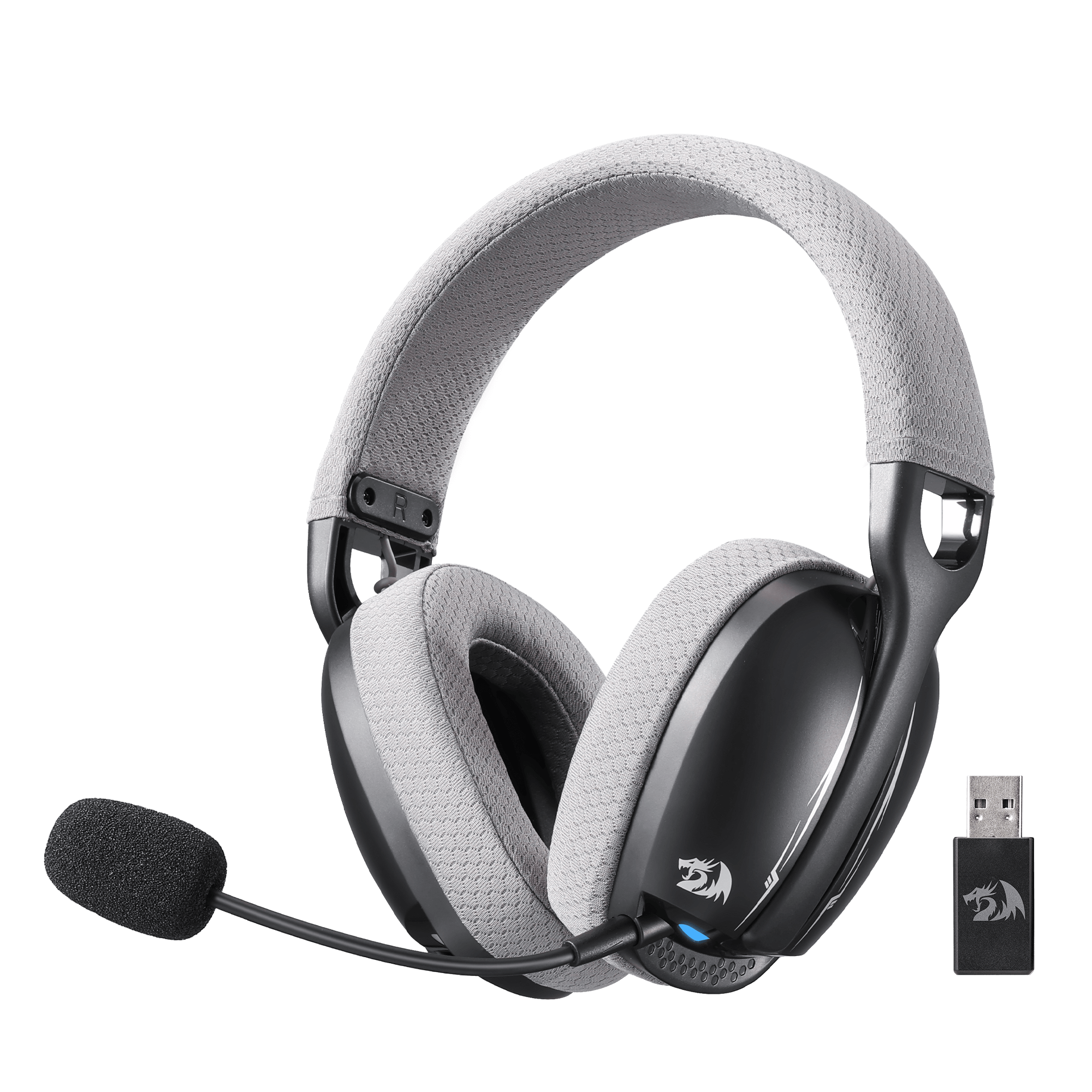 Redragon H878 3-Mode Wireless Blue LED Gaming Headset, Lightweight, 7.1 Surround Sound, 40MM Drivers, Detachable Microphone, Multi Platforms for PC, PS5/4/3, Switch, Mobile