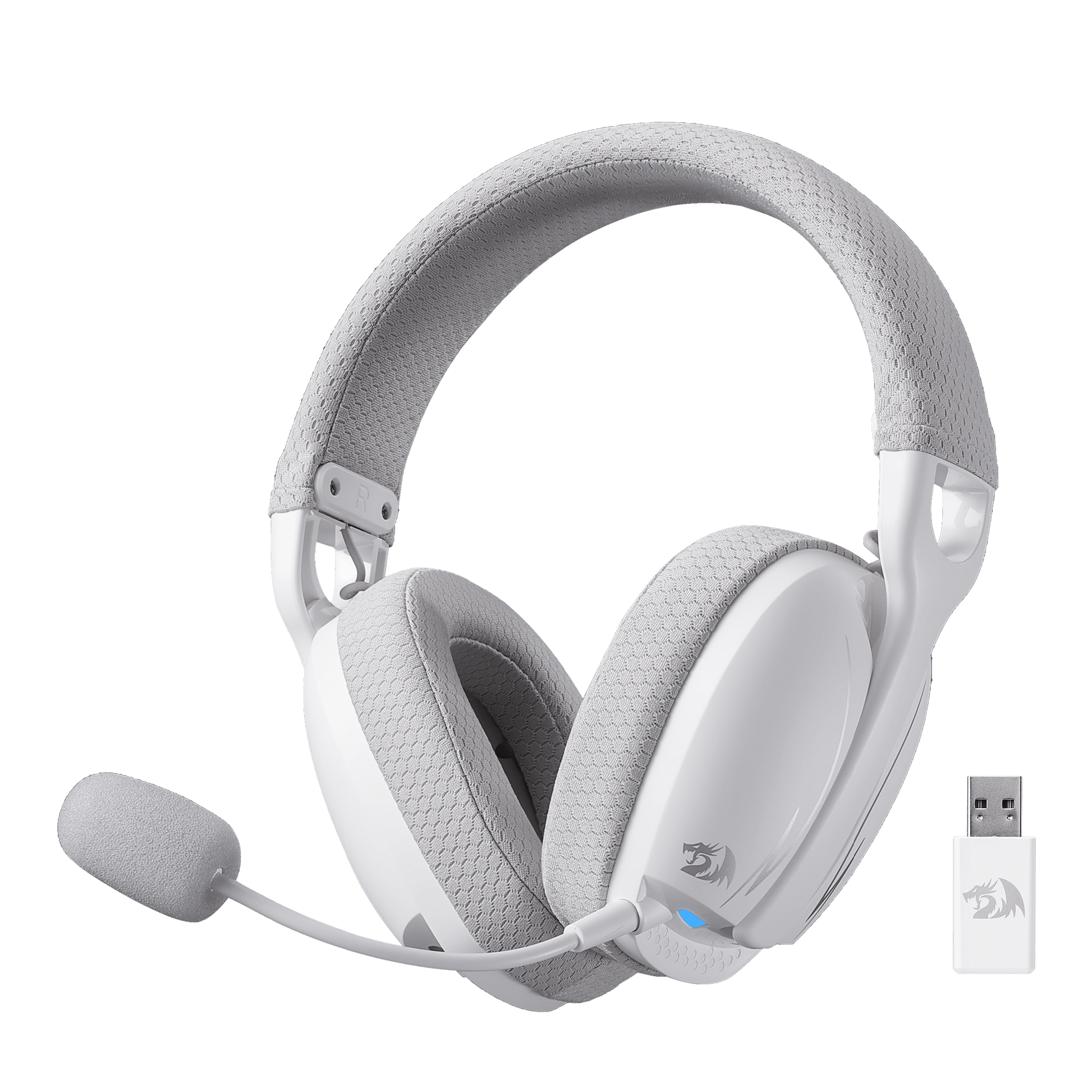Redragon H878 3-Mode Wireless Blue LED Gaming Headset, Lightweight, 7.1 Surround Sound, 40MM Drivers, Detachable Microphone, Multi Platforms for PC, PS5/4/3, Switch, Mobile