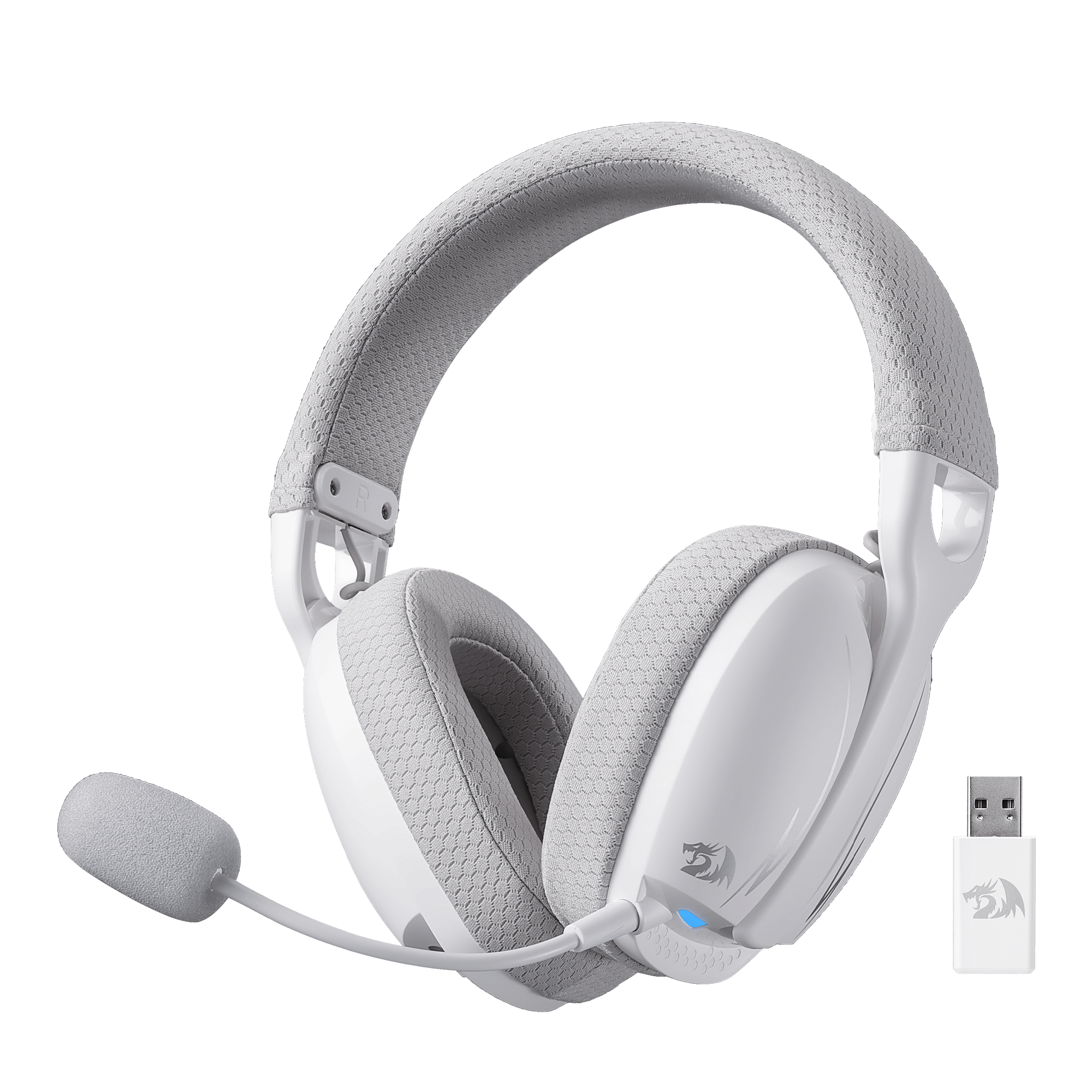 Redragon H878 3-Mode Wireless Blue LED Gaming Headset, Lightweight, 7.1 Surround Sound, 40MM Drivers, Detachable Microphone, Multi Platforms for PC, PS5/4/3, Switch, Mobile
