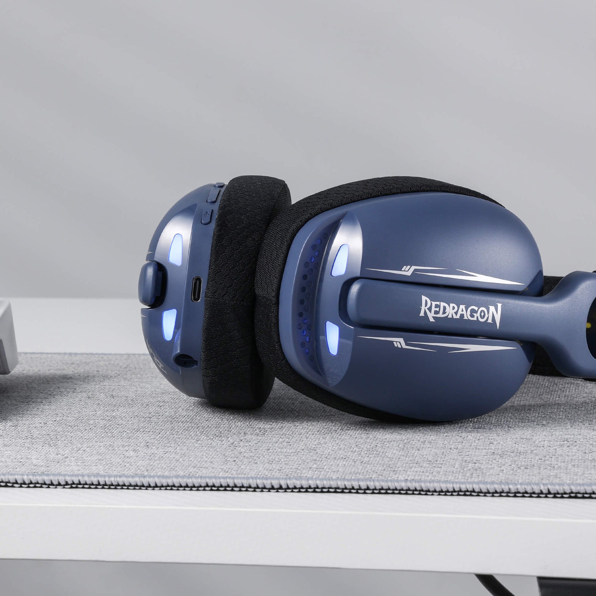 Redragon H878 3-Mode Wireless Blue LED Gaming Headset, Lightweight, 7.1 Surround Sound, 40MM Drivers, Detachable Microphone, Multi Platforms for PC, PS5/4/3, Switch, Mobile