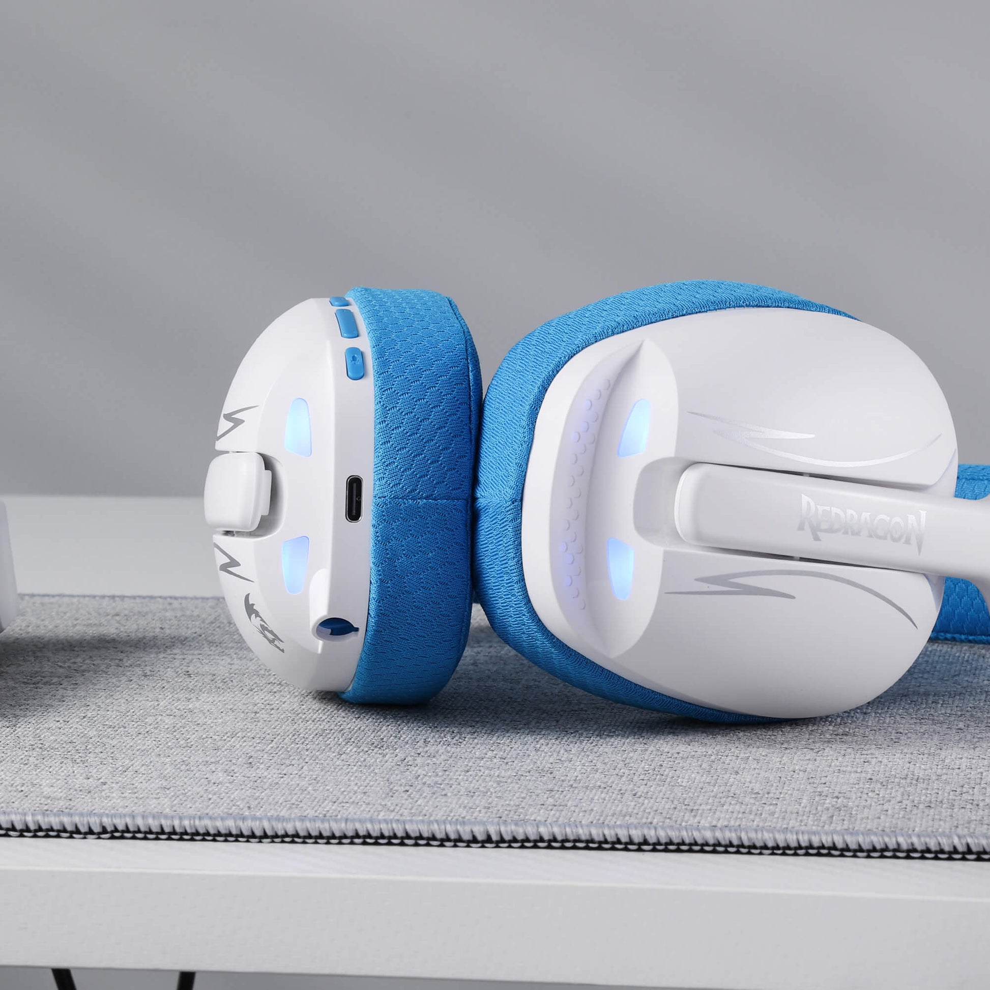 Redragon H878 3-Mode Wireless Blue LED Gaming Headset, Lightweight, 7.1 Surround Sound, 40MM Drivers, Detachable Microphone, Multi Platforms for PC, PS5/4/3, Switch, Mobile