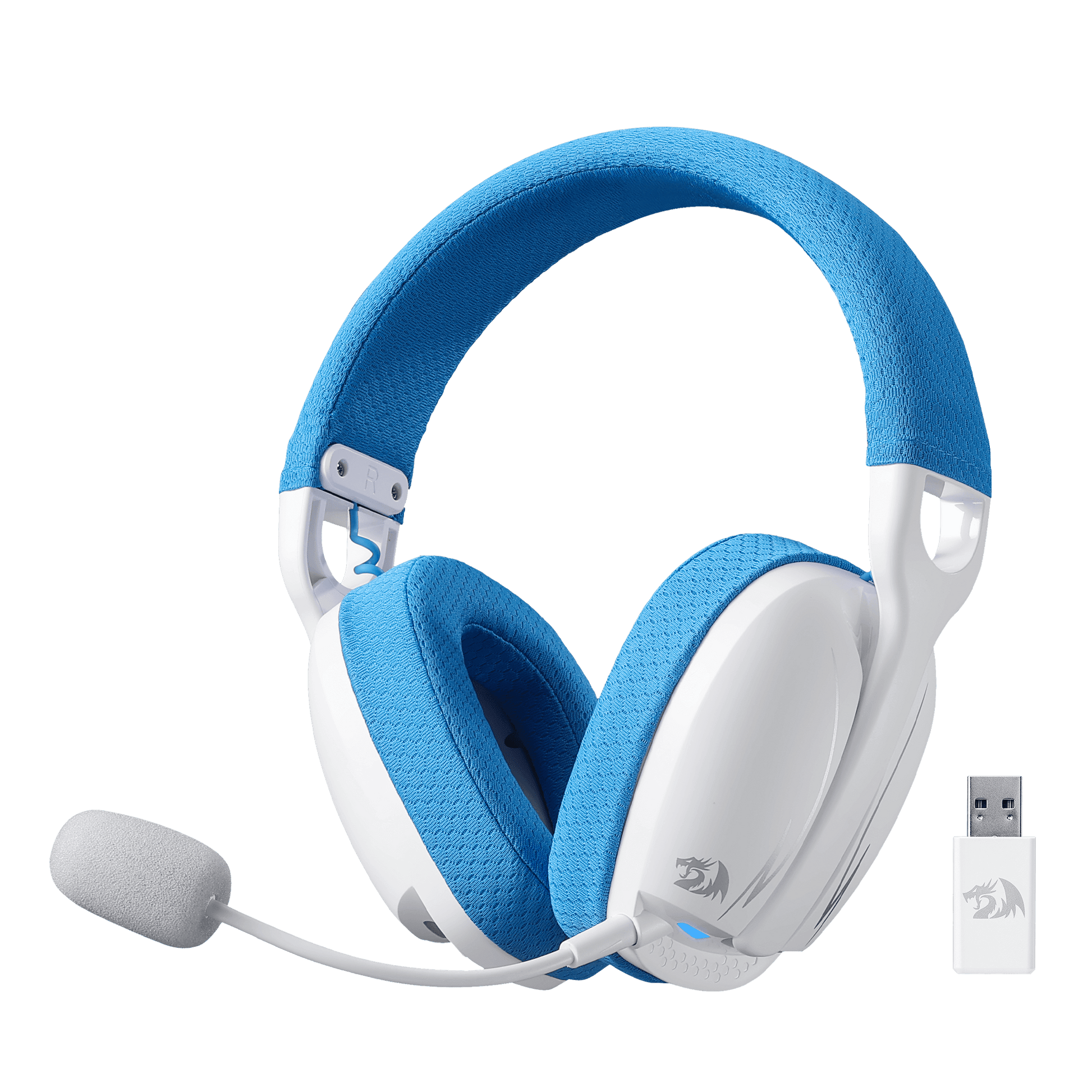 Redragon H878 3-Mode Wireless Blue LED Gaming Headset, Lightweight, 7.1 Surround Sound, 40MM Drivers, Detachable Microphone, Multi Platforms for PC, PS5/4/3, Switch, Mobile