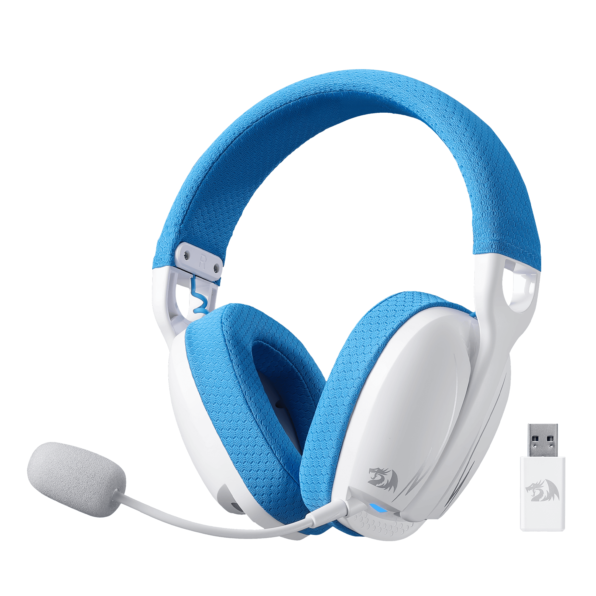 Redragon H878 3-Mode Wireless Blue LED Gaming Headset, Lightweight, 7.1 Surround Sound, 40MM Drivers, Detachable Microphone, Multi Platforms for PC, PS5/4/3, Switch, Mobile