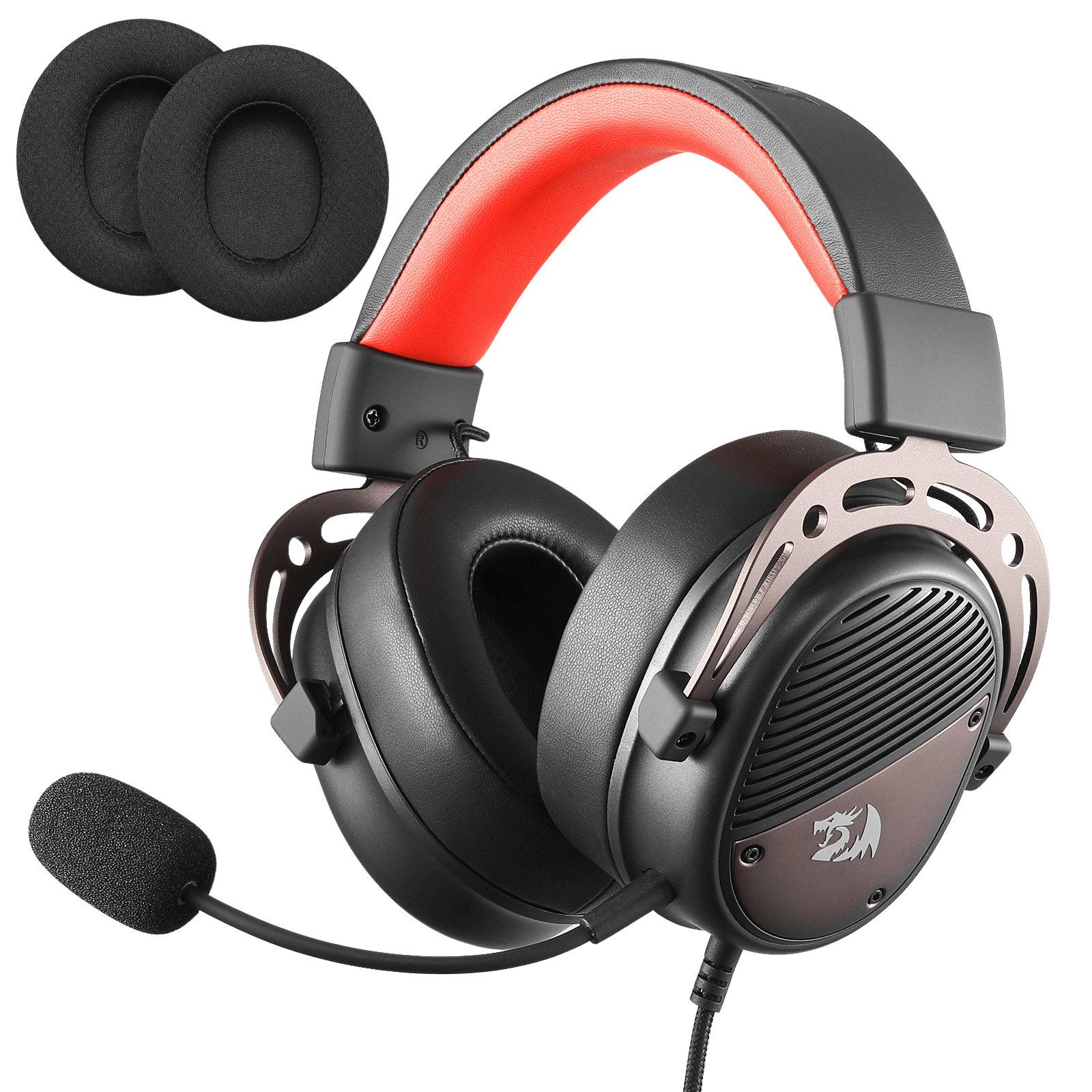 Redragon H730 USB Wired Gaming Headset - 53mm Drivers, 360° Spatial Sound, Detachable Noise-Canceling Microphone, Magnetic Replaceable Ear Cushions, Over-Ear Headphones Works for PC/PS4/PS5