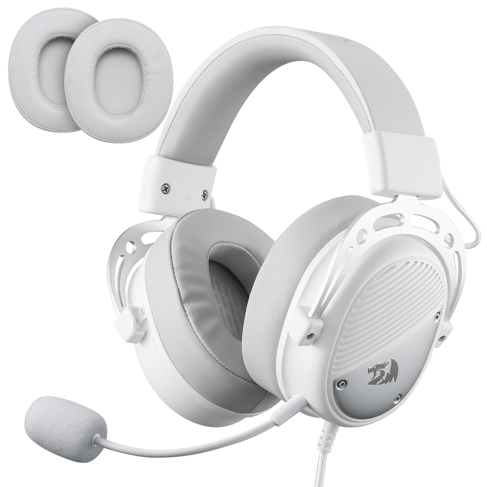Redragon H730 USB Wired Gaming Headset - 53mm Drivers, 360° Spatial Sound, Detachable Noise-Canceling Microphone, Magnetic Replaceable Ear Cushions, Over-Ear Headphones Works for PC/PS4/PS5