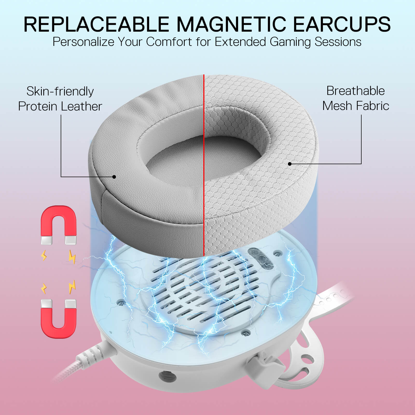 Redragon H730 USB Wired Gaming Headset - 53mm Drivers, 360° Spatial Sound, Detachable Noise-Canceling Microphone, Magnetic Replaceable Ear Cushions, Over-Ear Headphones Works for PC/PS4/PS5