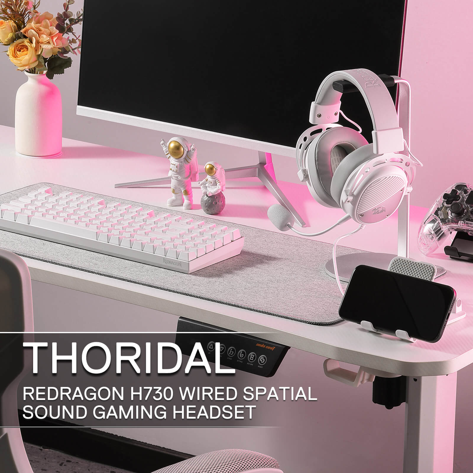 Redragon H730 USB Wired Gaming Headset - 53mm Drivers, 360° Spatial Sound, Detachable Noise-Canceling Microphone, Magnetic Replaceable Ear Cushions, Over-Ear Headphones Works for PC/PS4/PS5