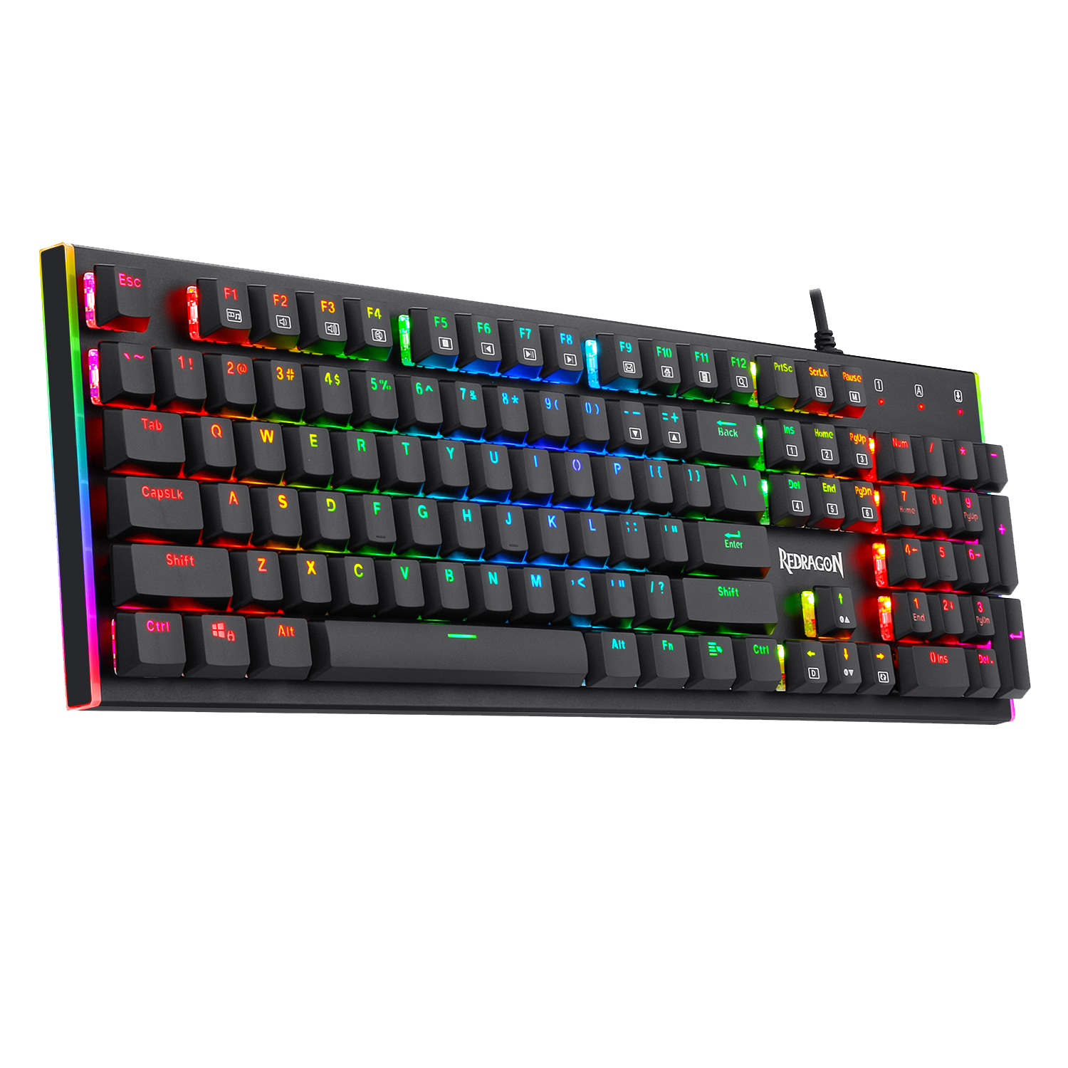 Papan Kekunci Permainan Mekanikal Berwayar Profil Rendah Lampu Latar RGB Redragon K591 Parvati, Sangat Nipis & Ringan, Anti-Ghosting 104 Kekunci, Suis Merah Senyap & Linear
