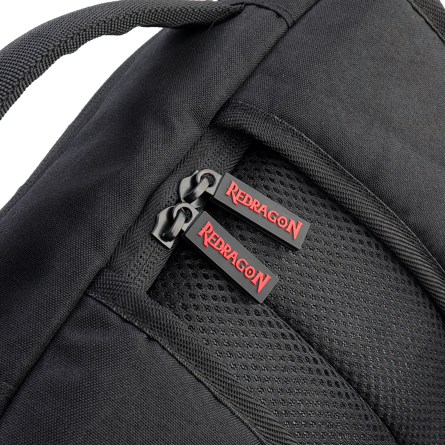 Beg Galas Komputer Riba Kembara Redragon GB-76, Beg Galas Permainan Komputer Stesen Kerja Perniagaan dengan Pelapik Fabrik Dua Lapisan Tahan Lama, Cetakan Logo Garis Moden & Poket Depan Besar, Sesuai untuk Komputer Riba Sehingga 18"