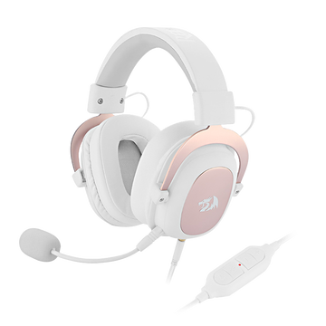 Set Kepala Permainan Redragon H510 ZEUS WHITE Bunyi Keliling 7.1 Pad Telinga Buih Memori - Pemacu 53MM