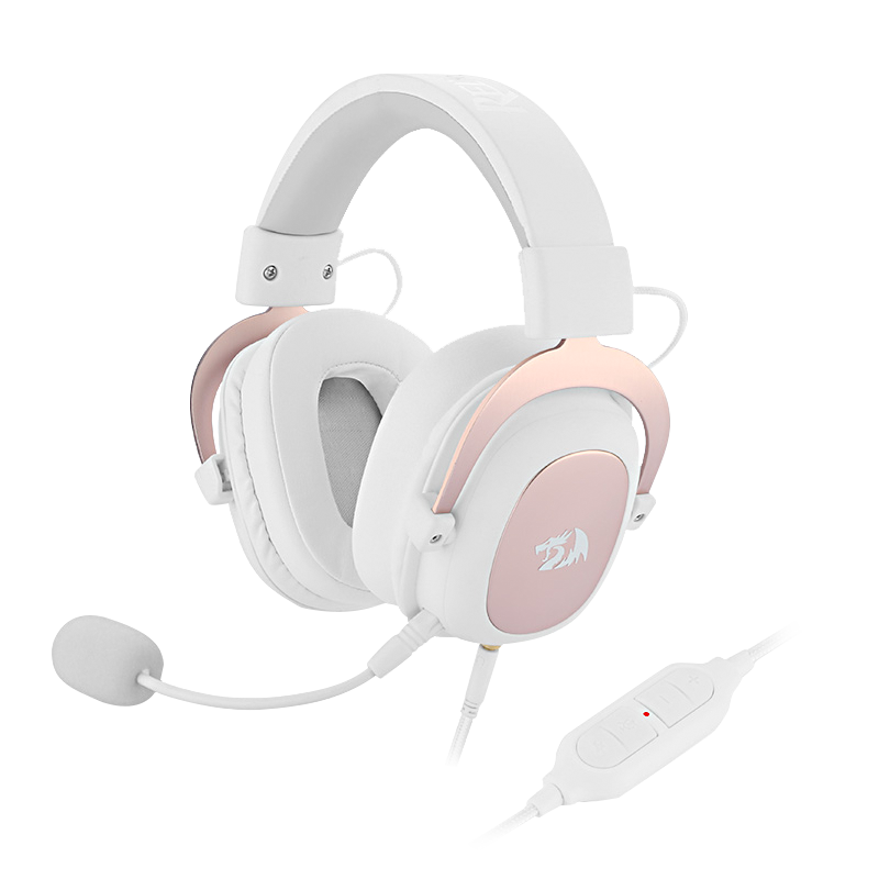 Set Kepala Permainan Redragon H510 ZEUS WHITE Bunyi Keliling 7.1 Pad Telinga Buih Memori - Pemacu 53MM