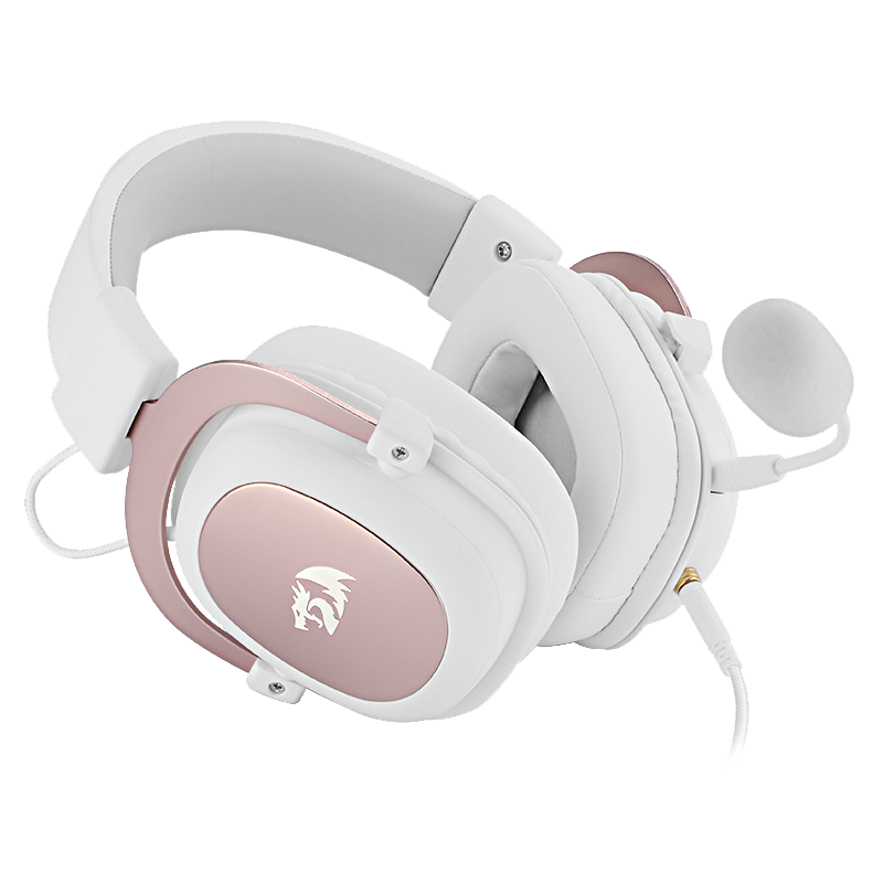 Set Kepala Permainan Redragon H510 ZEUS WHITE Bunyi Keliling 7.1 Pad Telinga Buih Memori - Pemacu 53MM