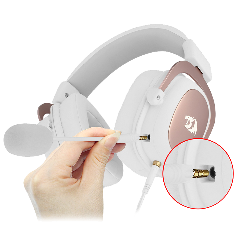 Set Kepala Permainan Redragon H510 ZEUS WHITE Bunyi Keliling 7.1 Pad Telinga Buih Memori - Pemacu 53MM