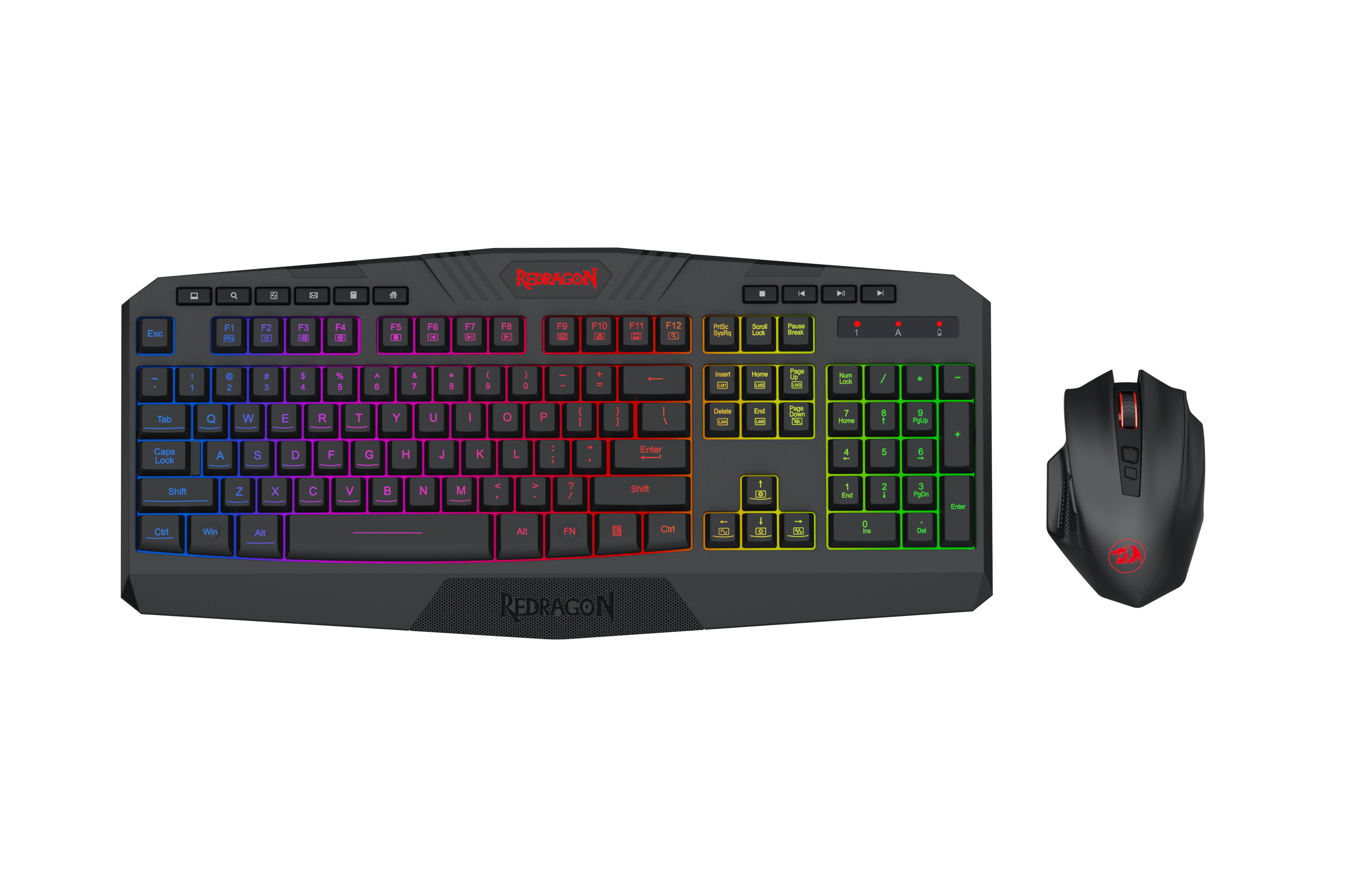 Set Kombo Papan Kekunci & Tetikus Gaming Tanpa Wayar Redragon S101-KS