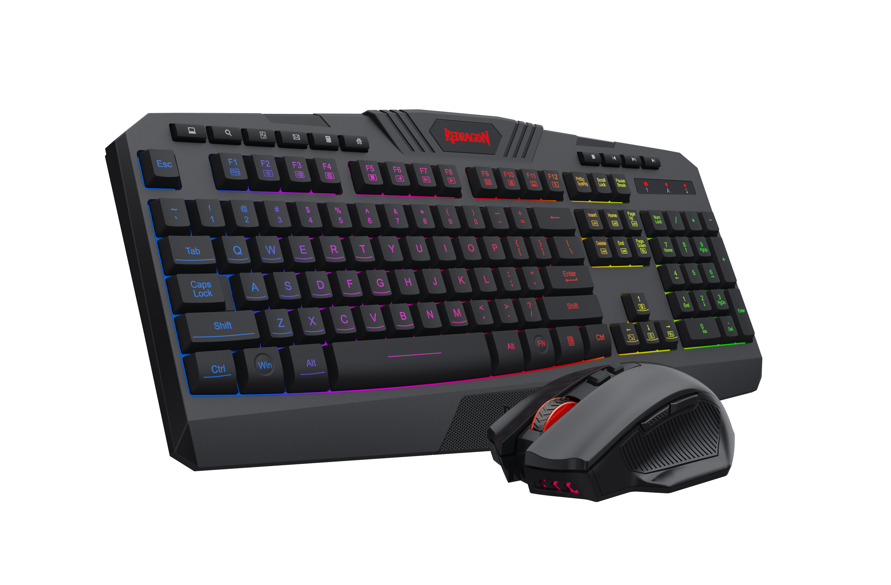 Set Kombo Papan Kekunci & Tetikus Gaming Tanpa Wayar Redragon S101-KS