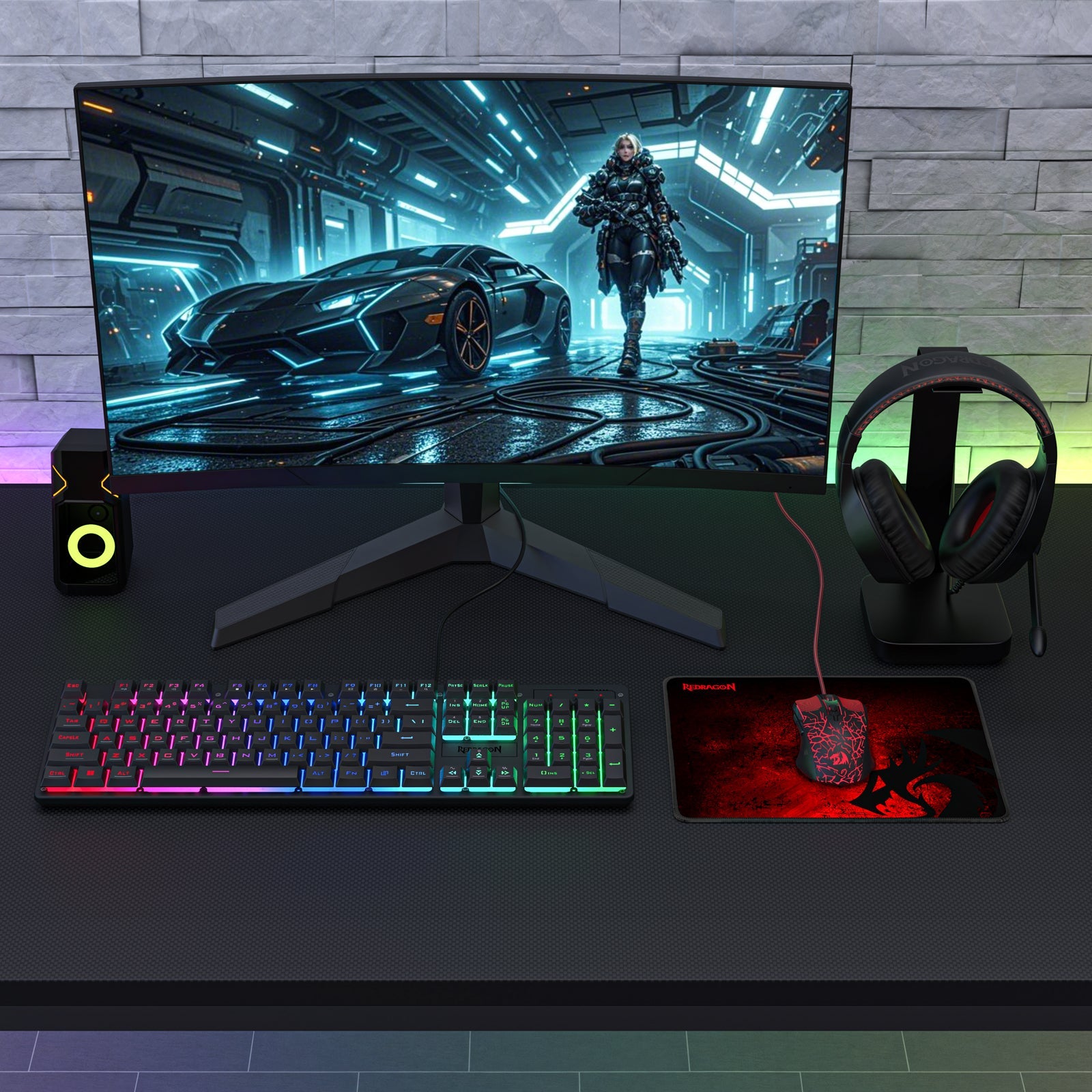 Redragon Essentials S107P-BA 4 dalam 1 Pakej Permainan