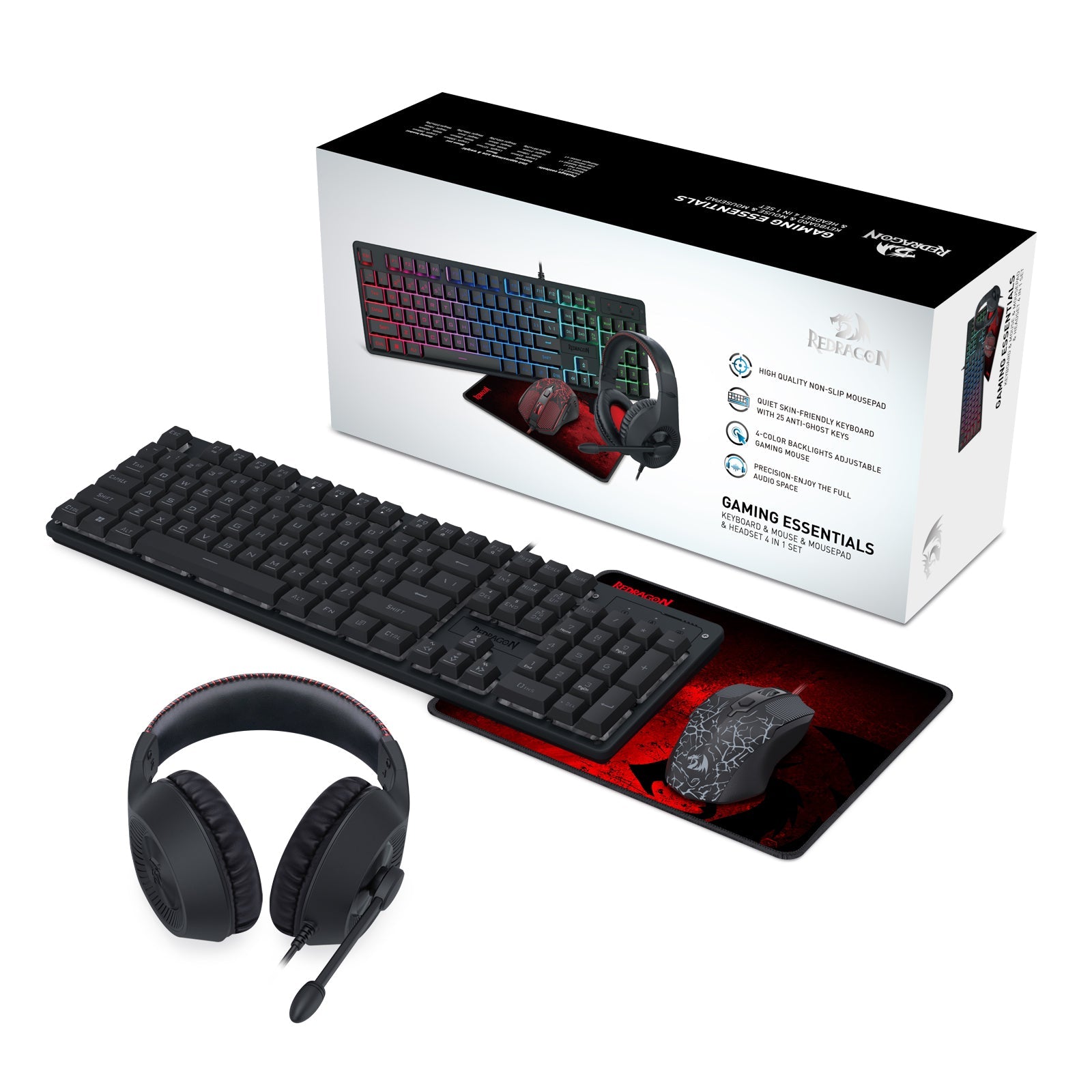 Redragon Essentials S107P-BA 4 dalam 1 Pakej Permainan