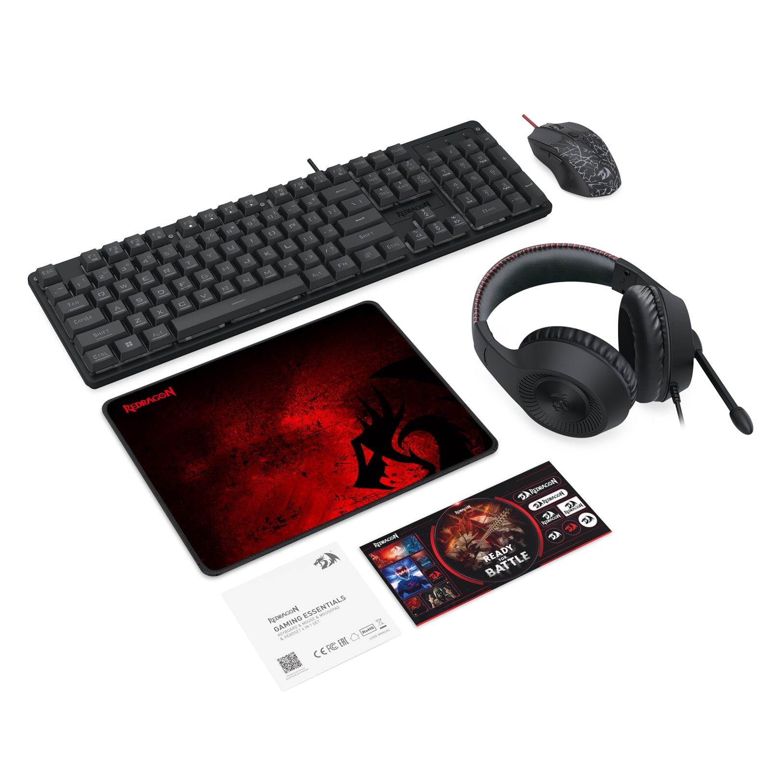 Redragon Essentials S107P-BA 4 dalam 1 Pakej Permainan