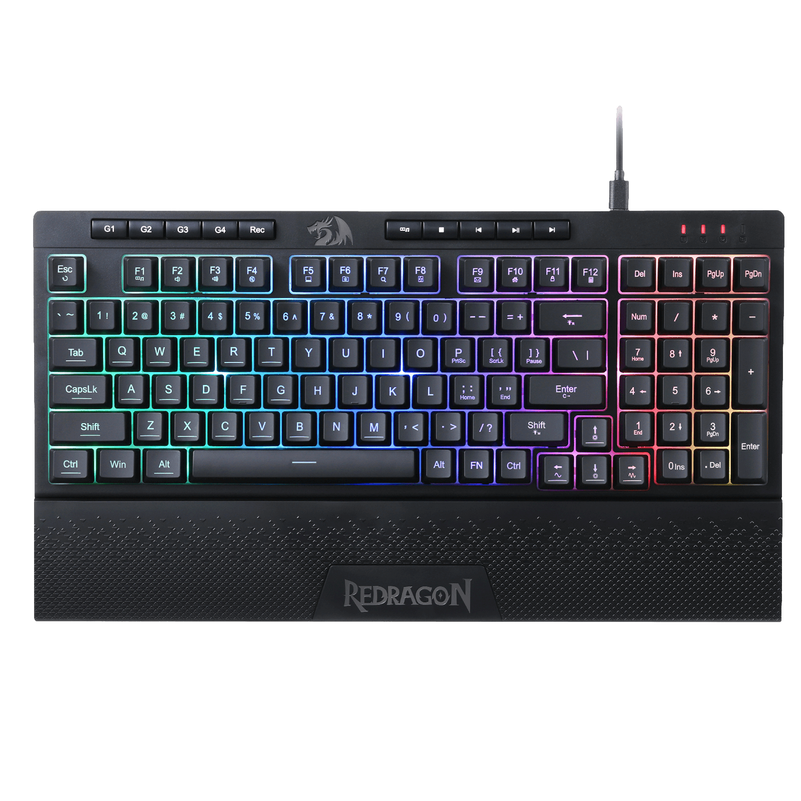 Redragon K515 SHIVA RGB Membrane Gaming Keyboard, 98 Keys Mechanical-Feel Keyboard w/Smooth Linear Switch, On-Board Macro & Dedicated Multimedia Keys, Detachable Wrist Rest, Software Supported