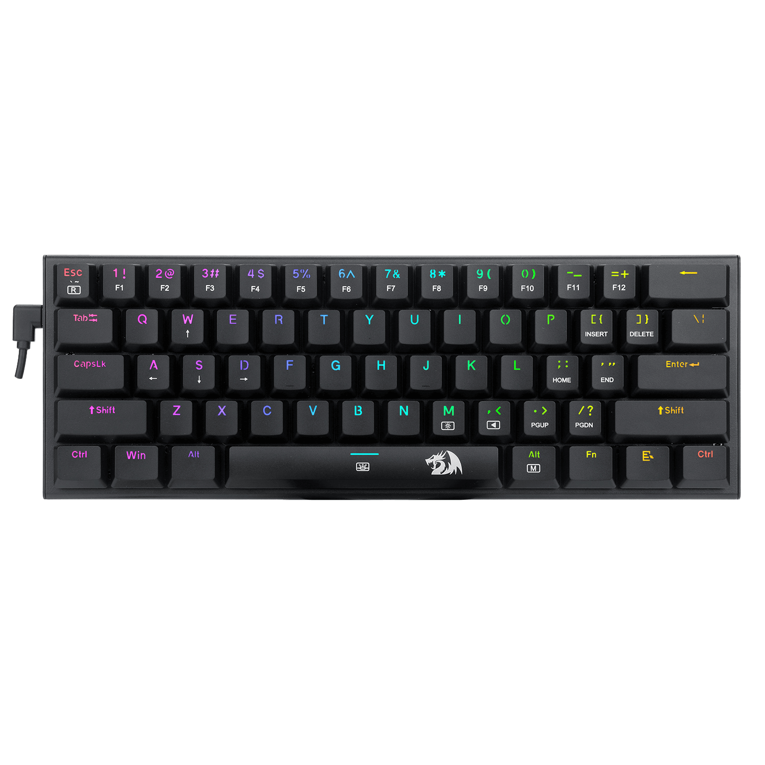 Papan Kekunci Mekanikal Berwayar Ultra Nipis 60% Redragon K614 Anivia, Papan Kekunci Gaming RGB 61 Kekunci Padat Ramping dengan Suis Merah Linear Profil Rendah dan Penutup Kekunci Suntikan Berganda untuk Penggerakan Pantas & Tepat