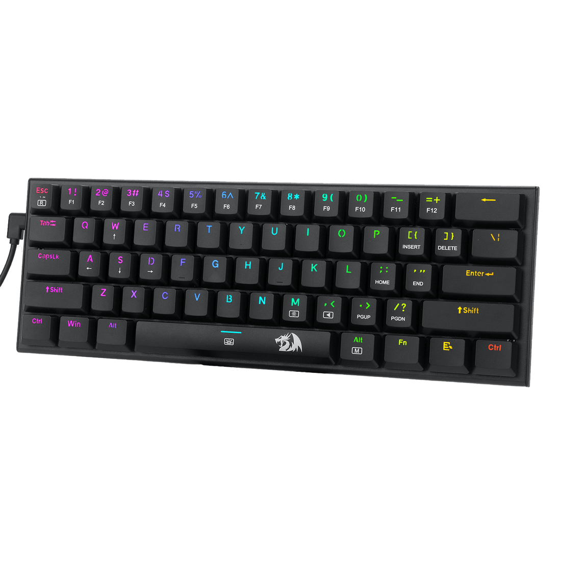 Papan Kekunci Mekanikal Berwayar Ultra Nipis 60% Redragon K614 Anivia, Papan Kekunci Gaming RGB 61 Kekunci Padat Ramping dengan Suis Merah Linear Profil Rendah dan Penutup Kekunci Suntikan Berganda untuk Penggerakan Pantas & Tepat