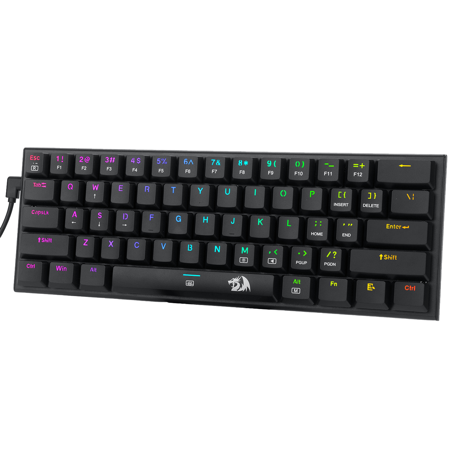 Papan Kekunci Mekanikal Berwayar Ultra Nipis 60% Redragon K614 Anivia, Papan Kekunci Gaming RGB 61 Kekunci Padat Ramping dengan Suis Merah Linear Profil Rendah dan Penutup Kekunci Suntikan Berganda untuk Penggerakan Pantas & Tepat