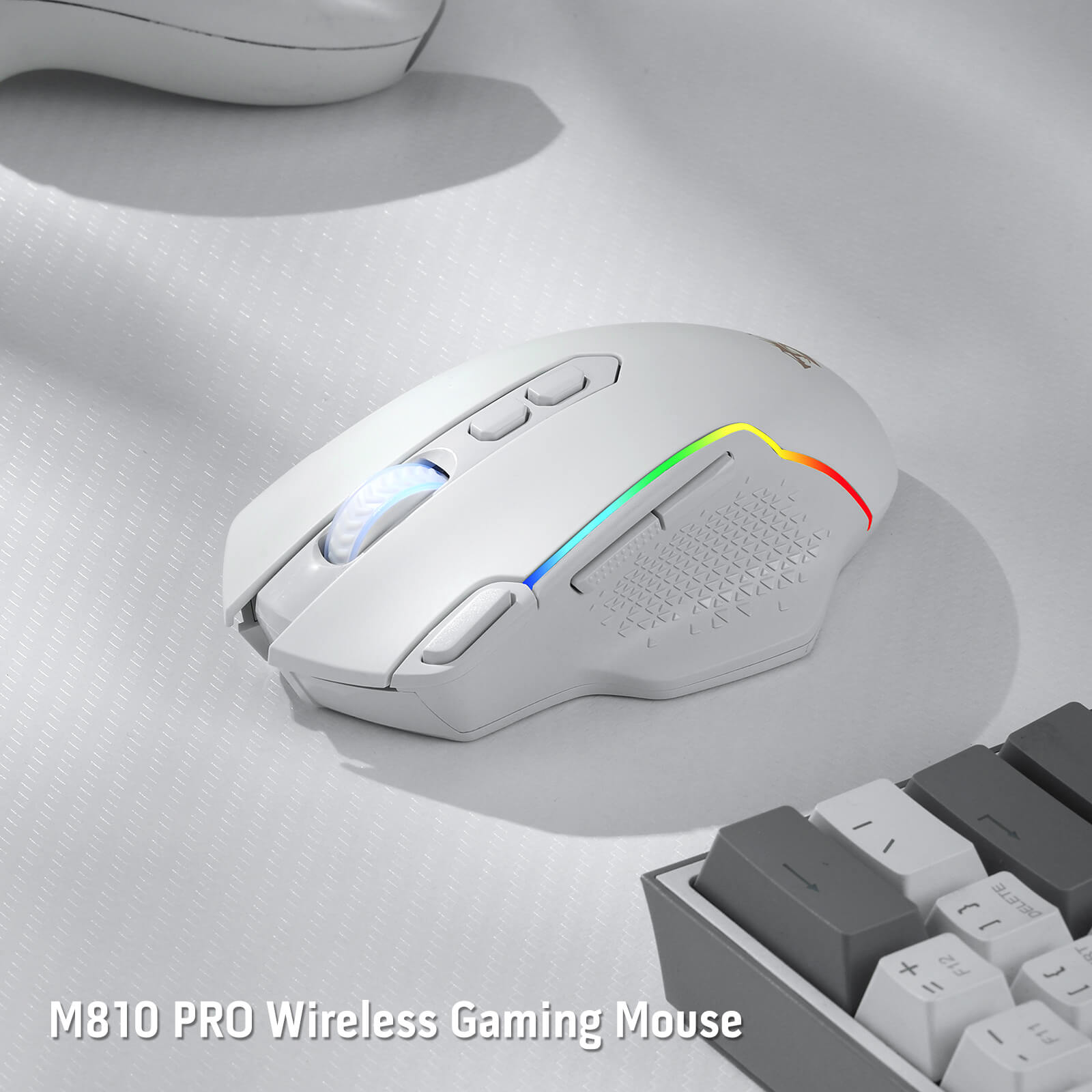 Tetikus Permainan Wayarles Redragon M810 Pro, Tetikus Gamer Berwayar/Wayarles 10000 DPI dengan Kekunci Tembakan Pantas, 8 Butang Makro, Kapasiti Kuasa Tahan Lama 45 Jam dan Lampu Latar RGB untuk PC/Mac/Laptop
