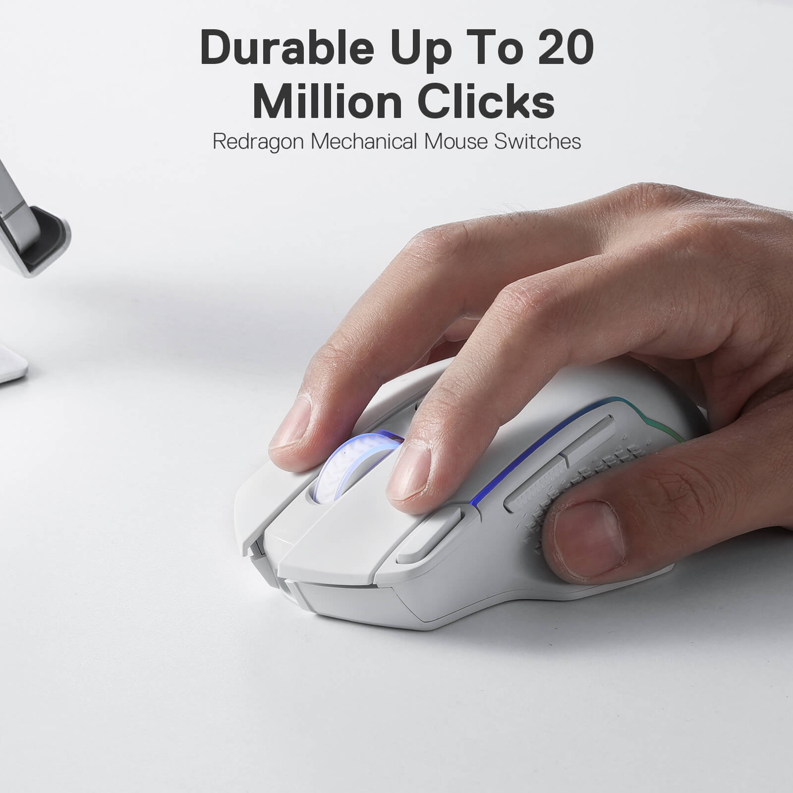 Tetikus Permainan Wayarles Redragon M810 Pro, Tetikus Gamer Berwayar/Wayarles 10000 DPI dengan Kekunci Tembakan Pantas, 8 Butang Makro, Kapasiti Kuasa Tahan Lama 45 Jam dan Lampu Latar RGB untuk PC/Mac/Laptop