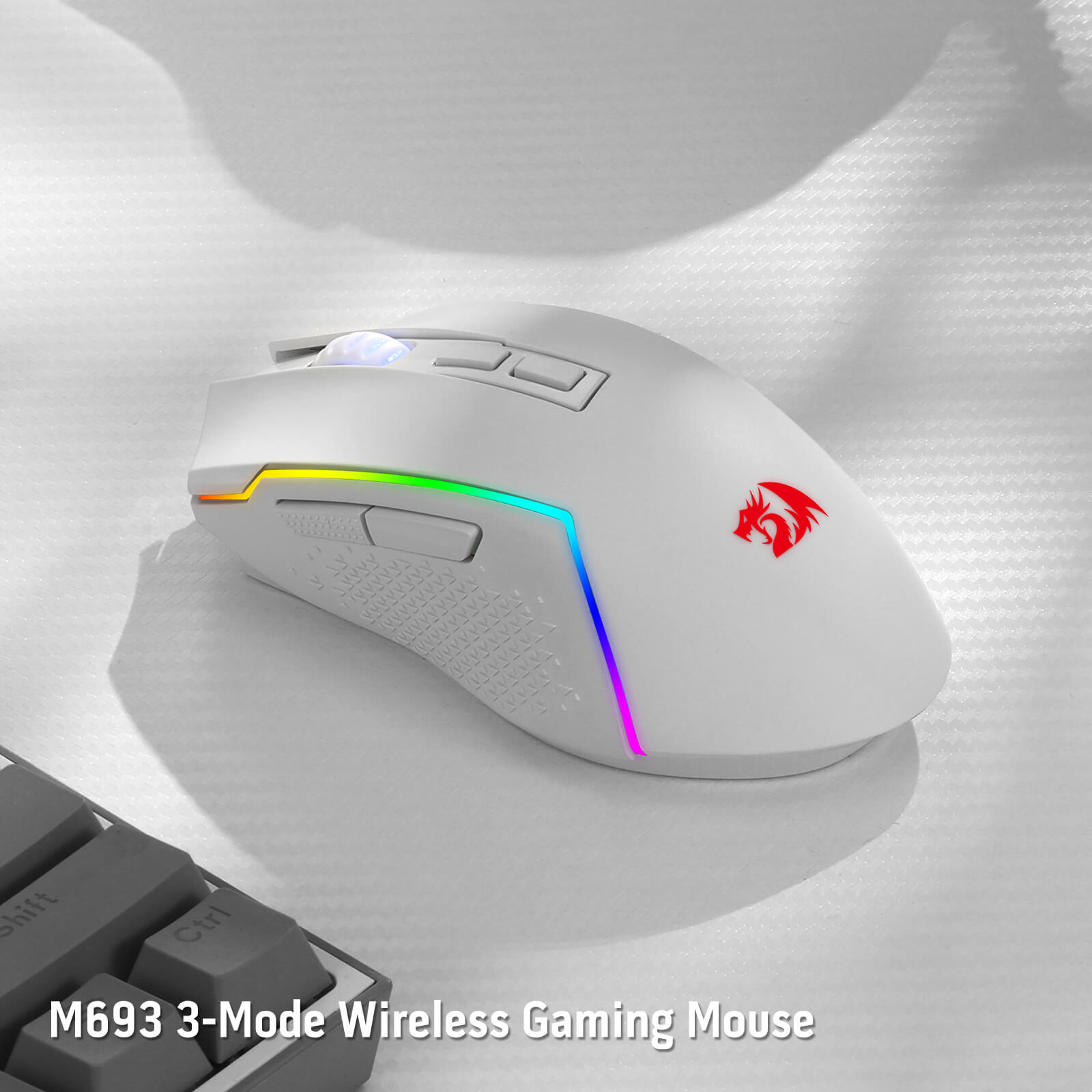 Redragon M693 Tetikus Permainan Bluetooth Wayarles, Tetikus Gamer Berwayar/Wayarles 8000 DPI dengan Sambungan 3-Mod, BT & Wayarles 2.4G, 7 Butang Makro, Kapasiti Kuasa Tahan Lama dan Lampu Latar RGB untuk PC/Mac/Komputer Riba