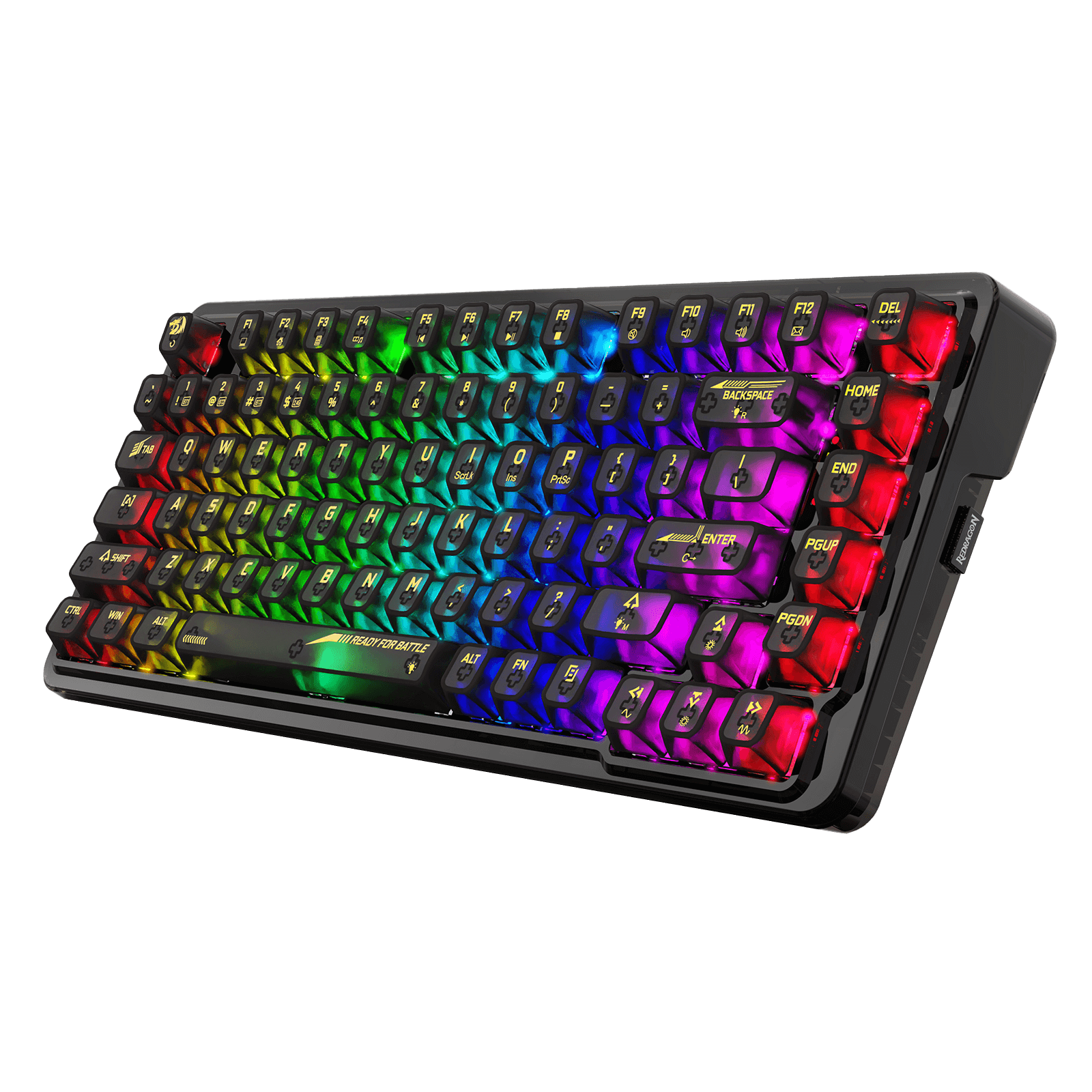 Papan Kekunci Permainan RGB Gasket Wayarles 78% Redragon K649 PRO, 3-Mod 82 Kekunci Papan Kekunci Mekanikal Padat Boleh Tukar Panas Sepenuhnya Lutsinar dengan Soket yang Dinaik Taraf, Buih Penyerap Bunyi, Suis Tersuai Lut Cahaya