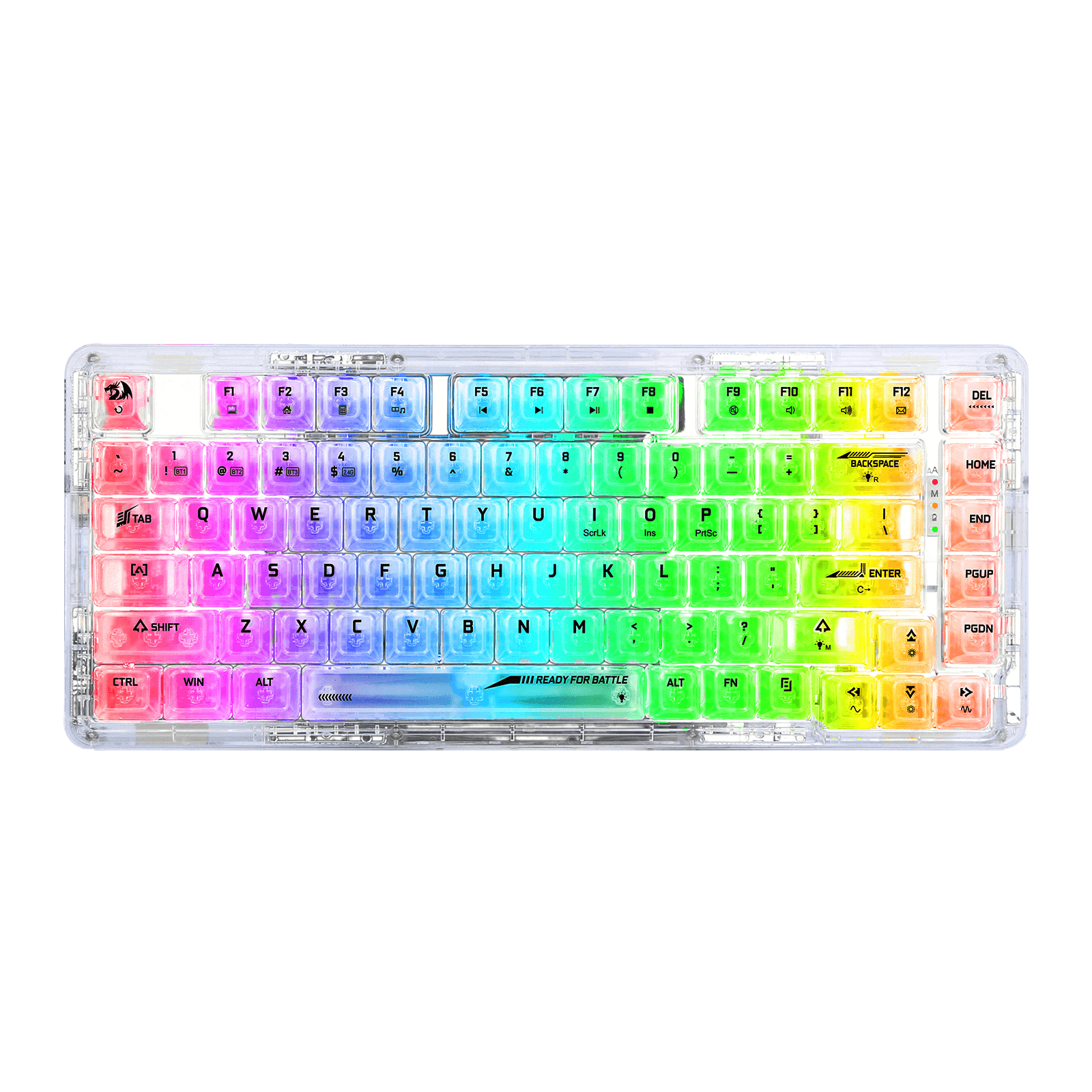 Papan Kekunci Permainan RGB Gasket Wayarles 78% Redragon K649 PRO, 3-Mod 82 Kekunci Papan Kekunci Mekanikal Padat Boleh Tukar Panas Sepenuhnya Lutsinar dengan Soket yang Dinaik Taraf, Buih Penyerap Bunyi, Suis Tersuai Lut Cahaya