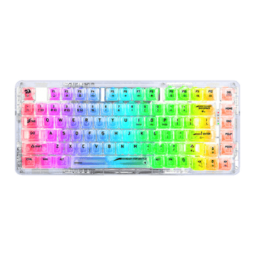 Papan Kekunci Permainan RGB Gasket Wayarles 78% Redragon K649 PRO, 3-Mod 82 Kekunci Papan Kekunci Mekanikal Padat Boleh Tukar Panas Sepenuhnya Lutsinar dengan Soket yang Dinaik Taraf, Buih Penyerap Bunyi, Suis Tersuai Lut Cahaya