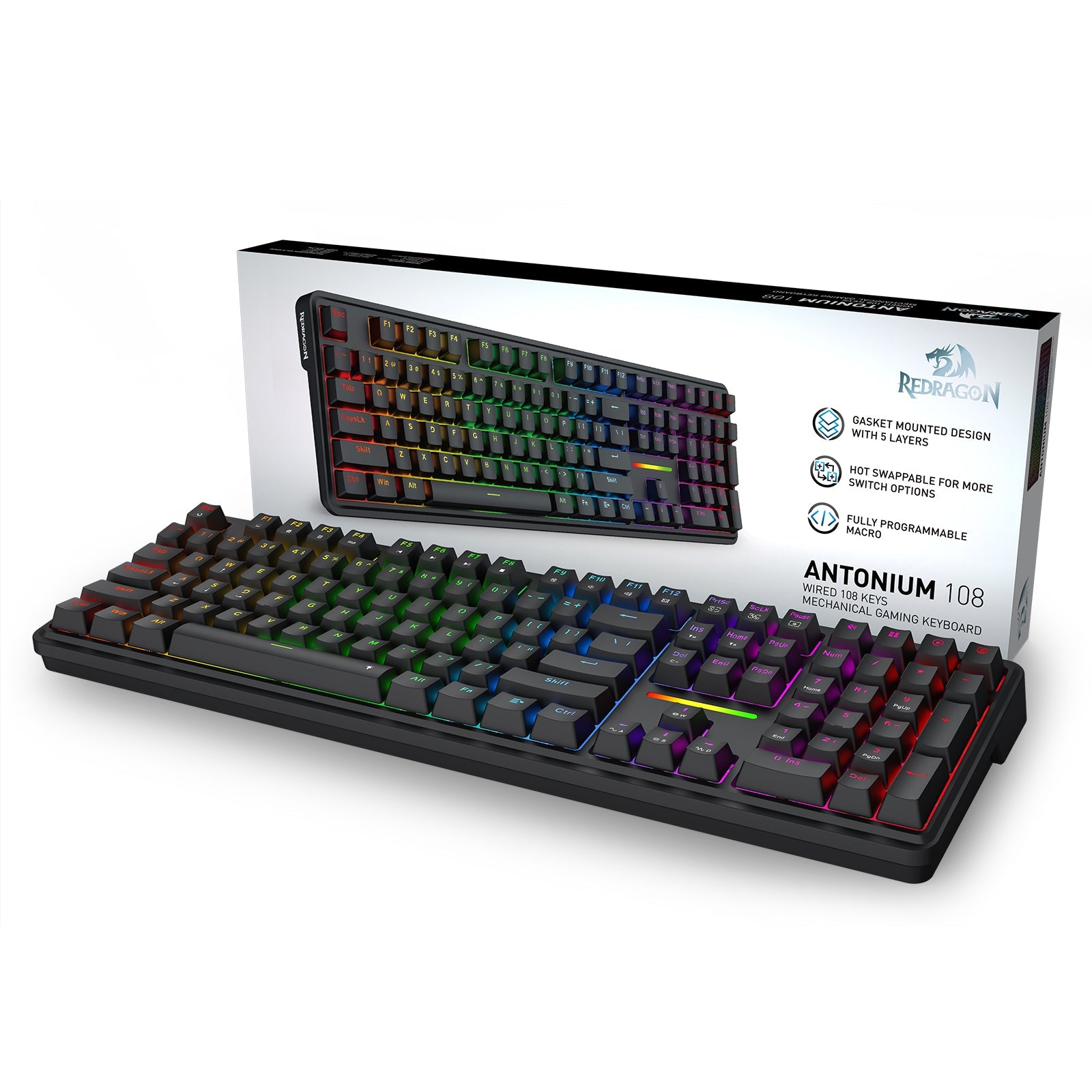 Papan Kekunci Permainan Mekanikal 108 Kekunci Redragon K745-RGB