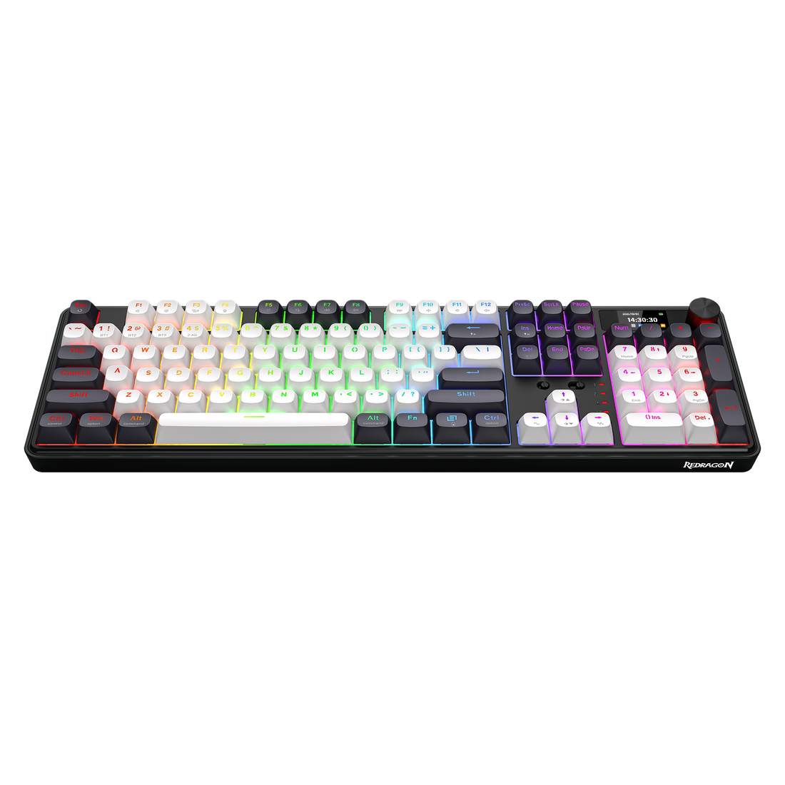 Redragon K761WB-RGB-PRO Papan Kekunci Mekanikal 104 Gasket 3 Mod dengan Paparan LCD
