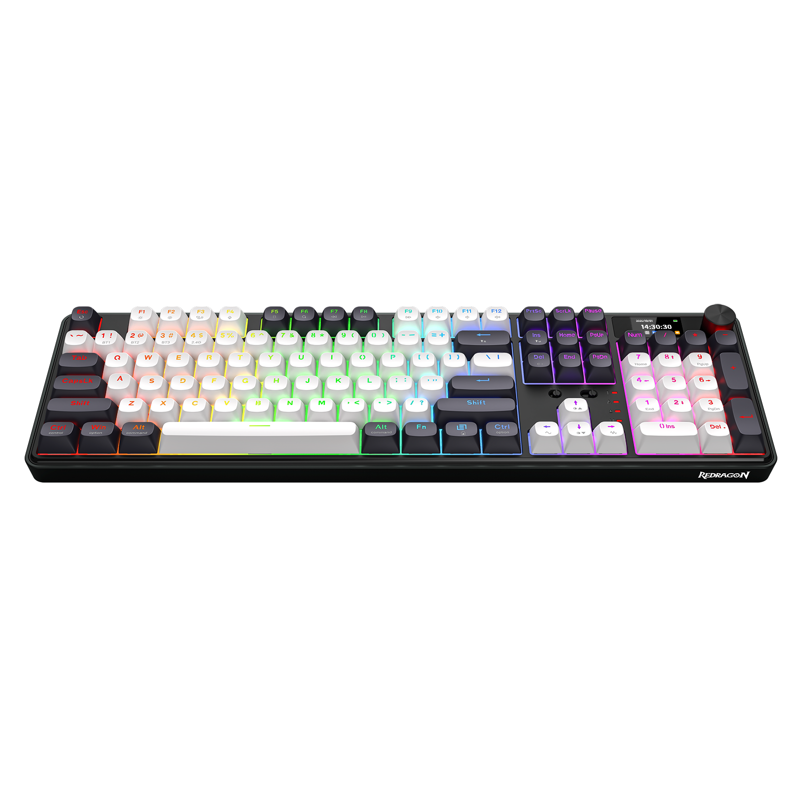 Redragon K761WB-RGB-PRO Papan Kekunci Mekanikal 104 Gasket 3 Mod dengan Paparan LCD