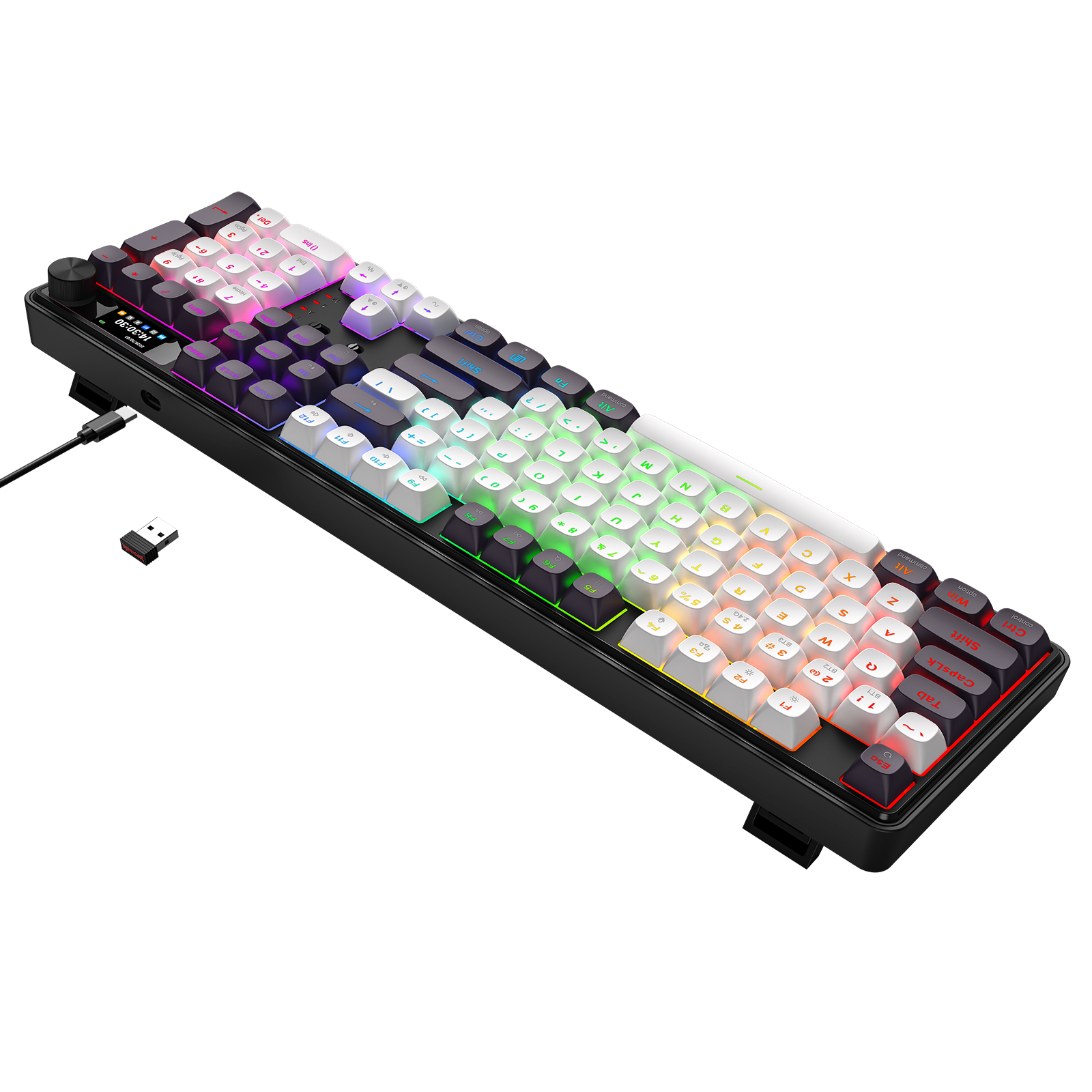 Redragon K761WB-RGB-PRO Papan Kekunci Mekanikal 104 Gasket 3 Mod dengan Paparan LCD