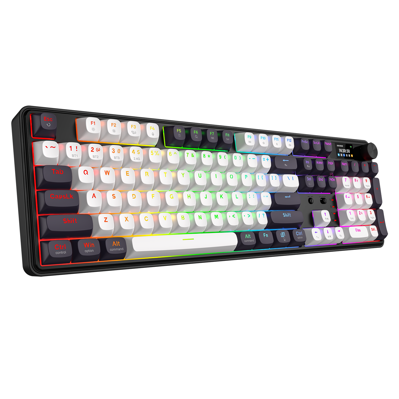 Redragon K761WB-RGB-PRO Papan Kekunci Mekanikal 104 Gasket 3 Mod dengan Paparan LCD