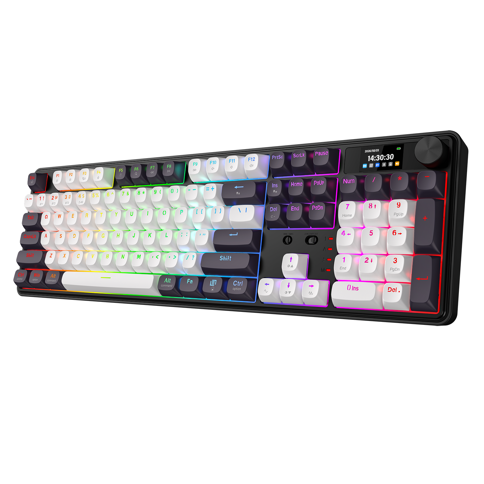 Redragon K761WB-RGB-PRO Papan Kekunci Mekanikal 104 Gasket 3 Mod dengan Paparan LCD