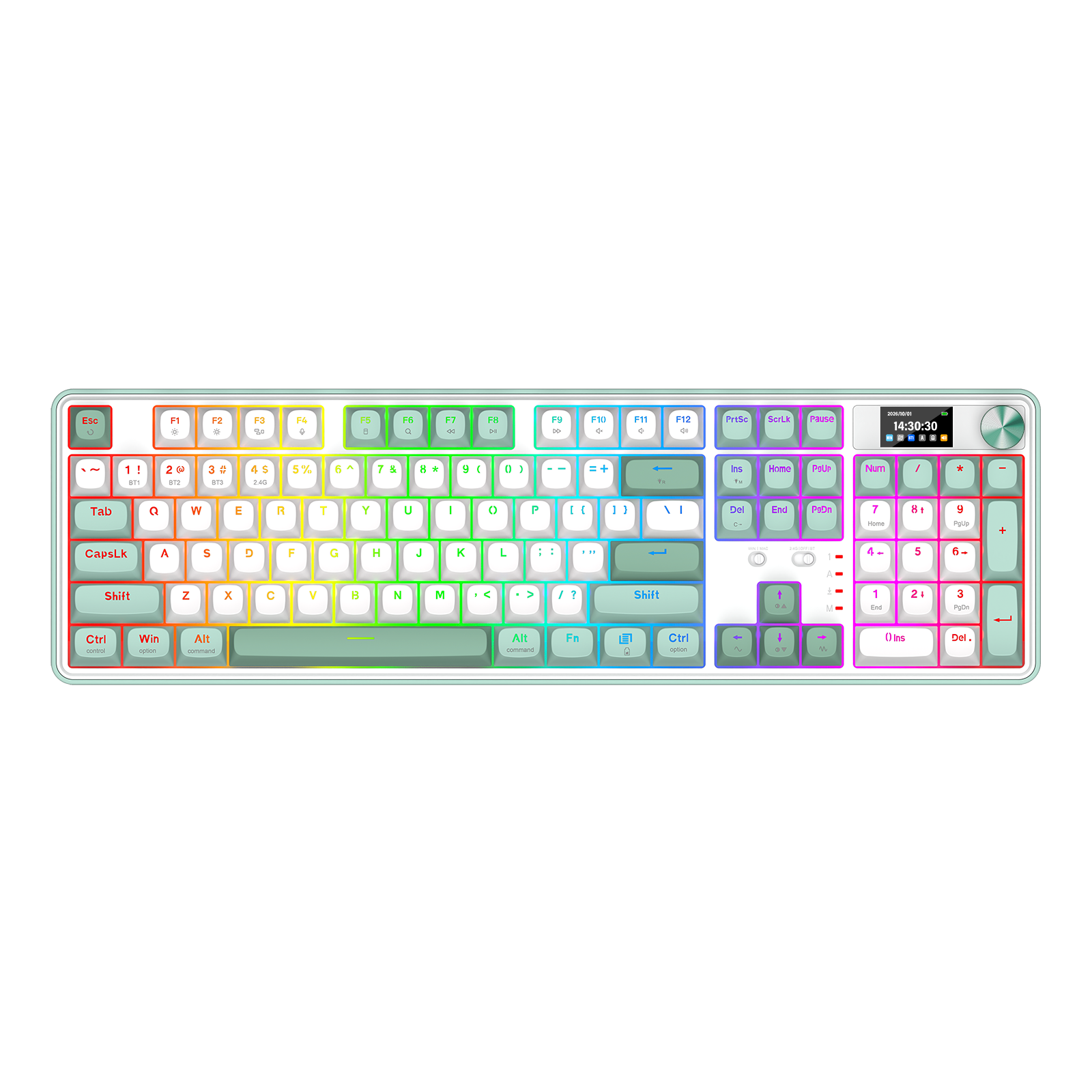 Papan Kekunci Mekanikal Gasket 104 Mod 3 dengan Paparan LCD Redragon K761WG-RGB-PRO