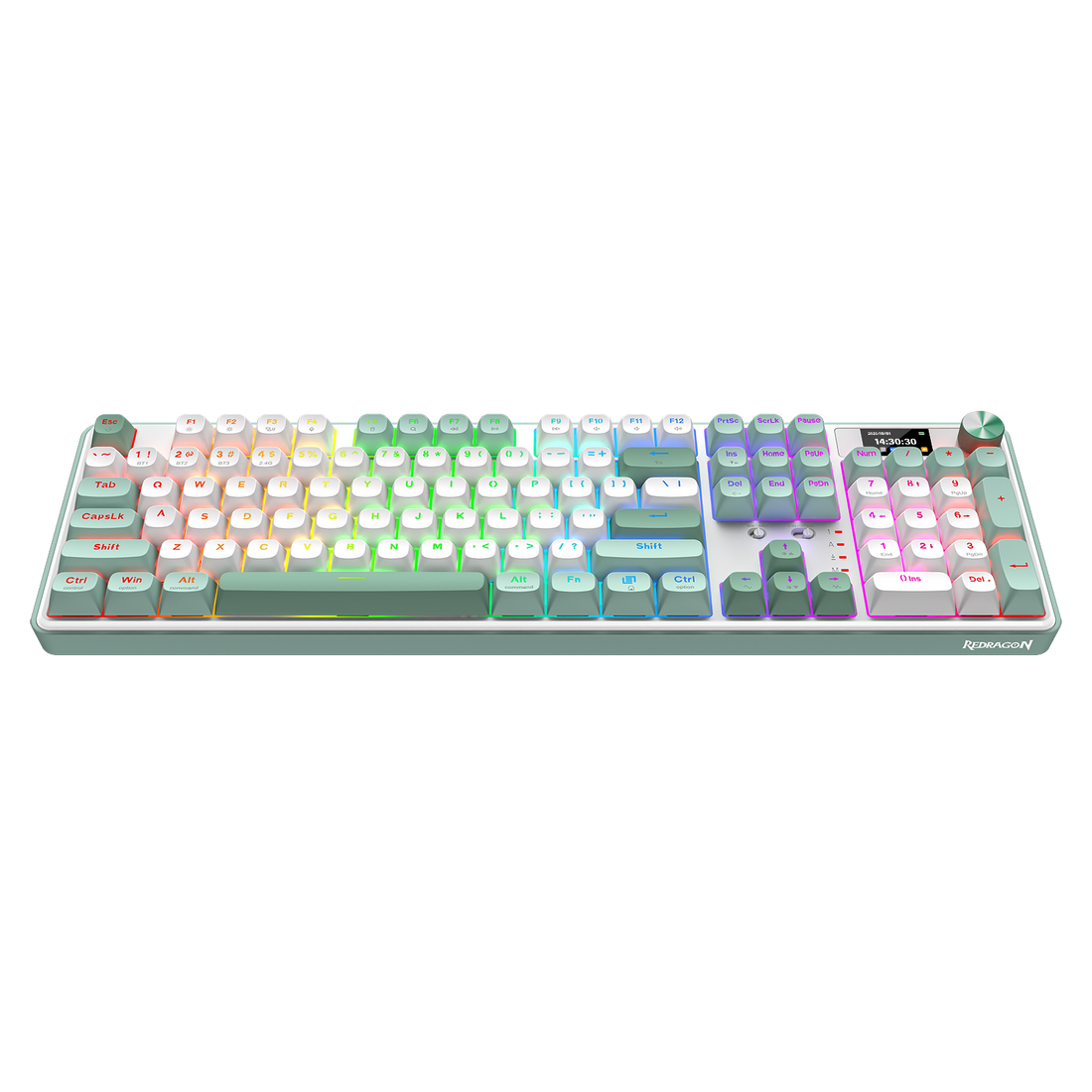 Papan Kekunci Mekanikal Gasket 104 Mod 3 dengan Paparan LCD Redragon K761WG-RGB-PRO