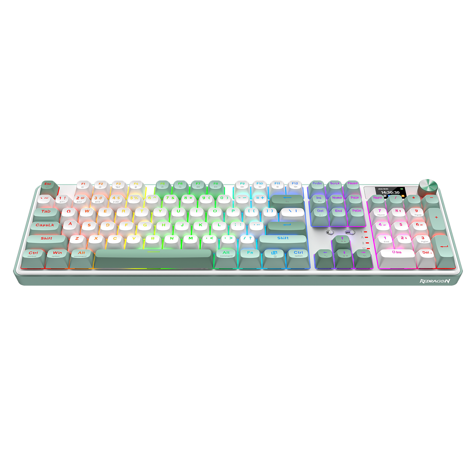 Papan Kekunci Mekanikal Gasket 104 Mod 3 dengan Paparan LCD Redragon K761WG-RGB-PRO