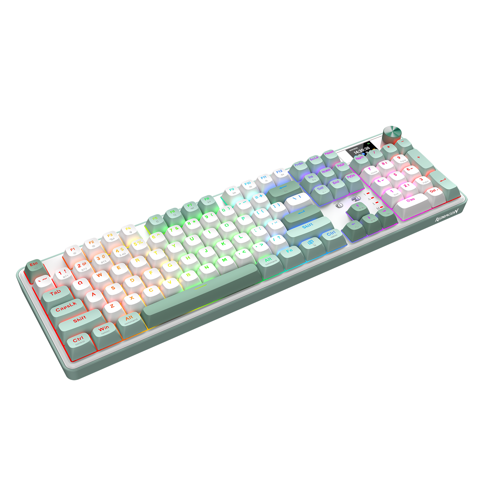 Papan Kekunci Mekanikal Gasket 104 Mod 3 dengan Paparan LCD Redragon K761WG-RGB-PRO