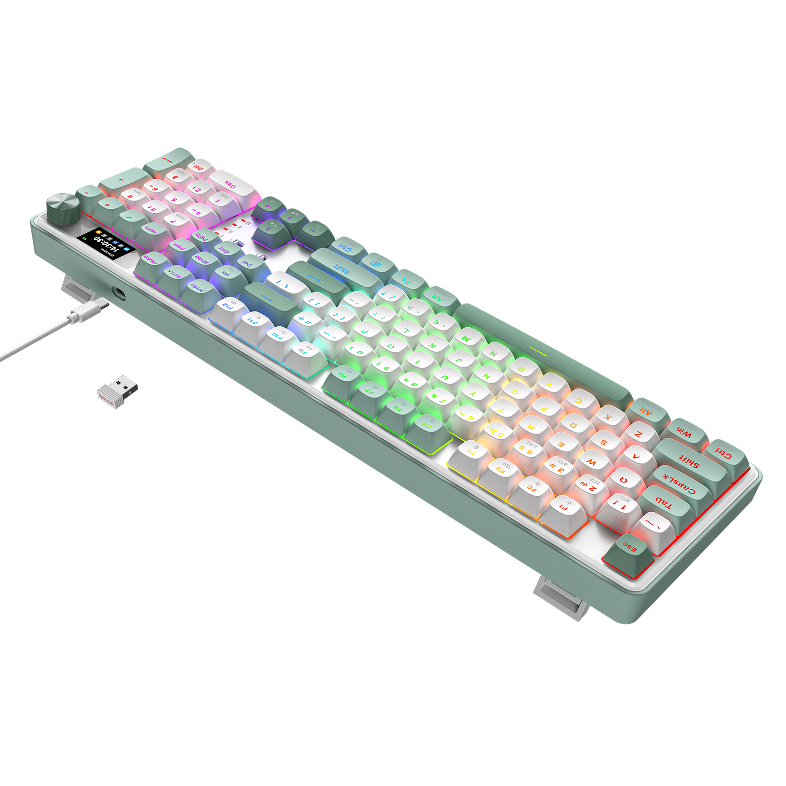 Papan Kekunci Mekanikal Gasket 104 Mod 3 dengan Paparan LCD Redragon K761WG-RGB-PRO