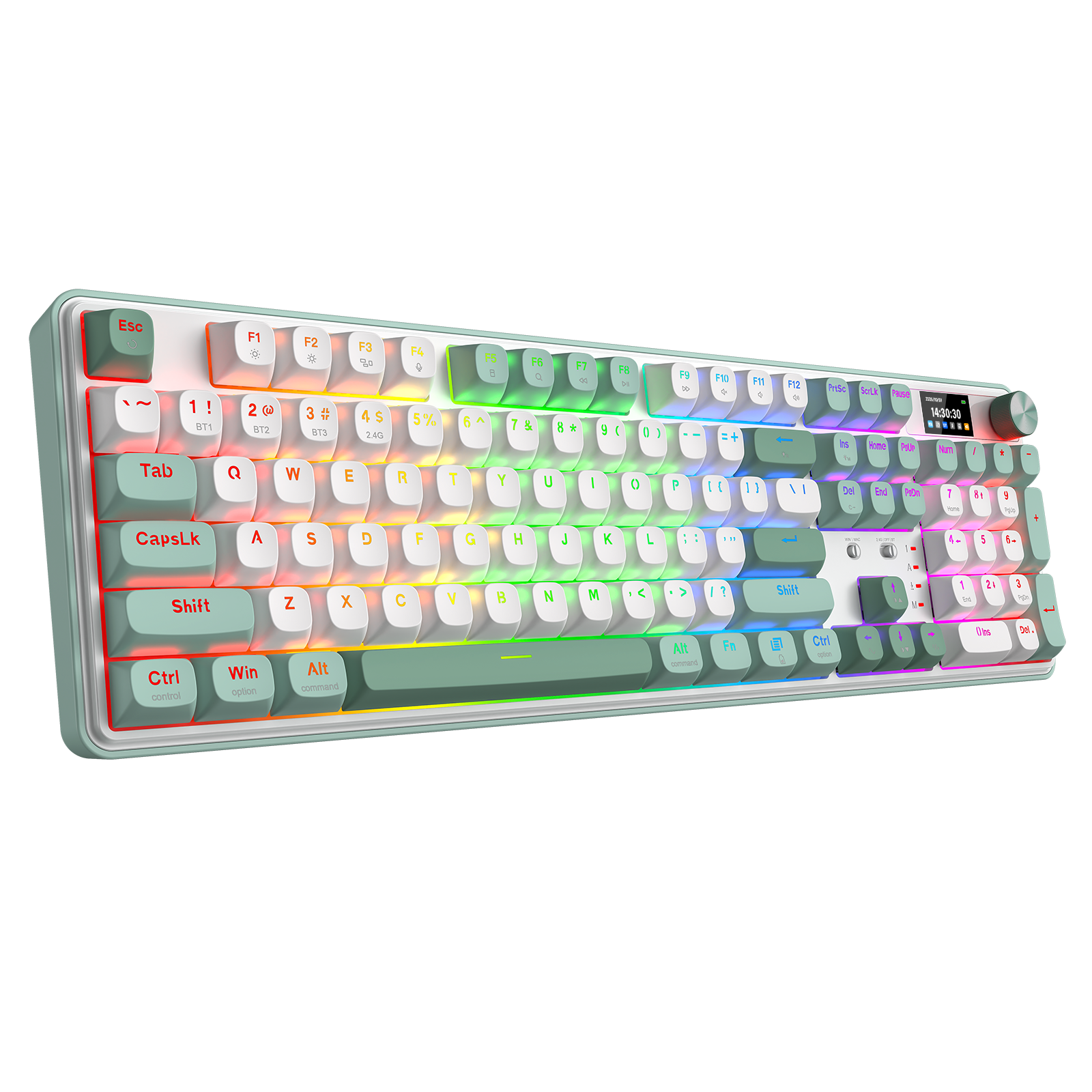 Papan Kekunci Mekanikal Gasket 104 Mod 3 dengan Paparan LCD Redragon K761WG-RGB-PRO