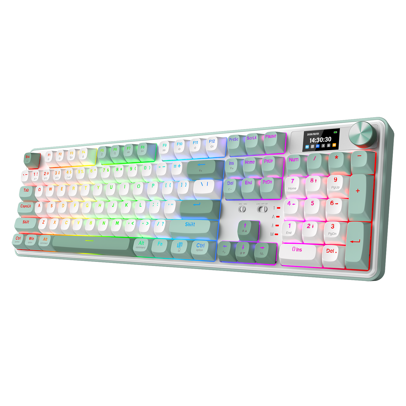 Papan Kekunci Mekanikal Gasket 104 Mod 3 dengan Paparan LCD Redragon K761WG-RGB-PRO